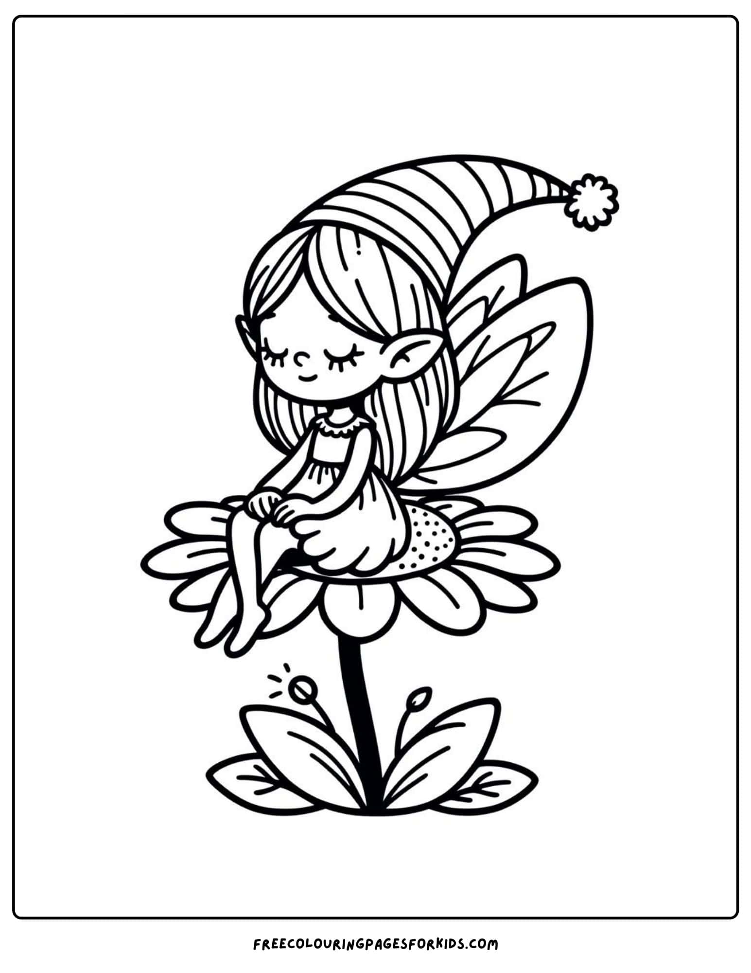 flower with fairy coloring page