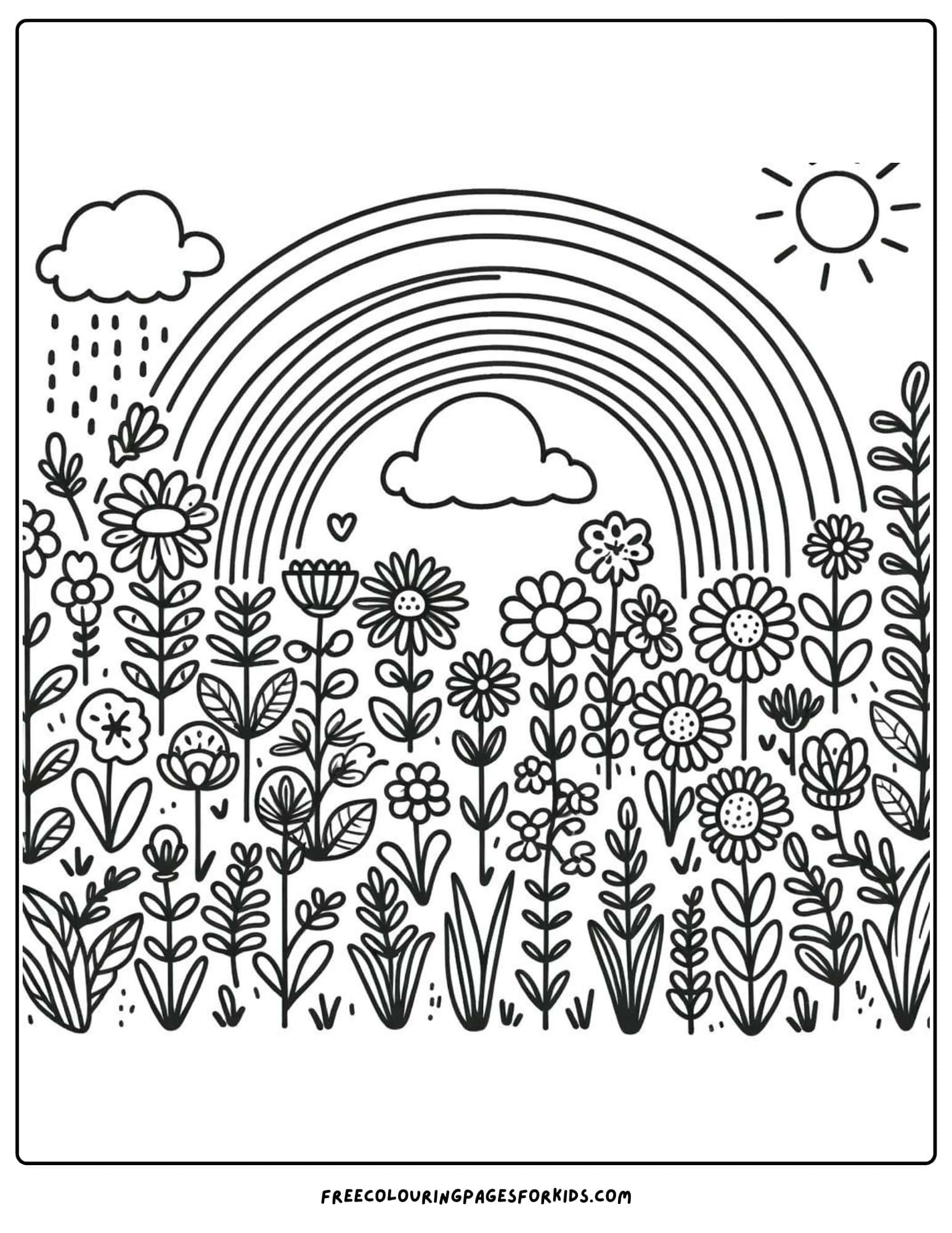 flower garden scene coloring page