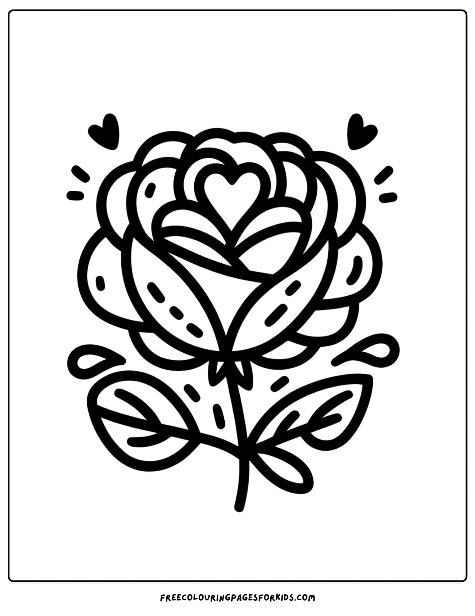 flower heart shaped rose coloring page