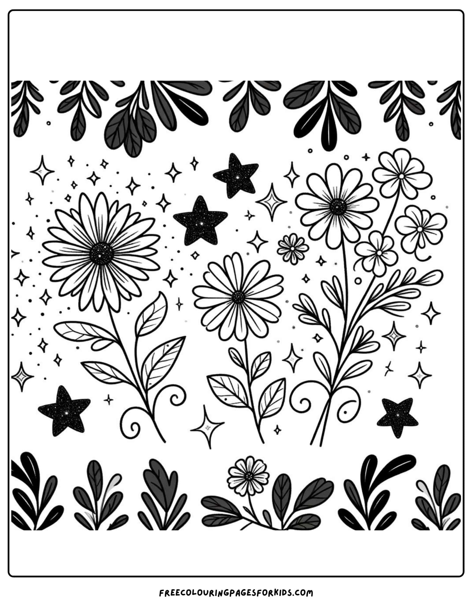 flower magical sparkles coloring page