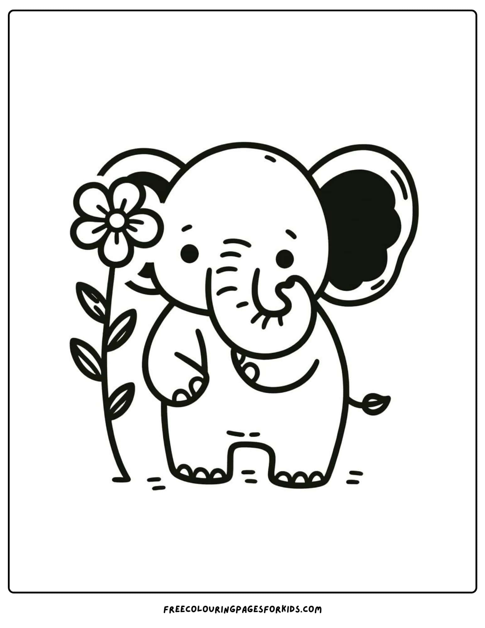 flower with elephant coloring page