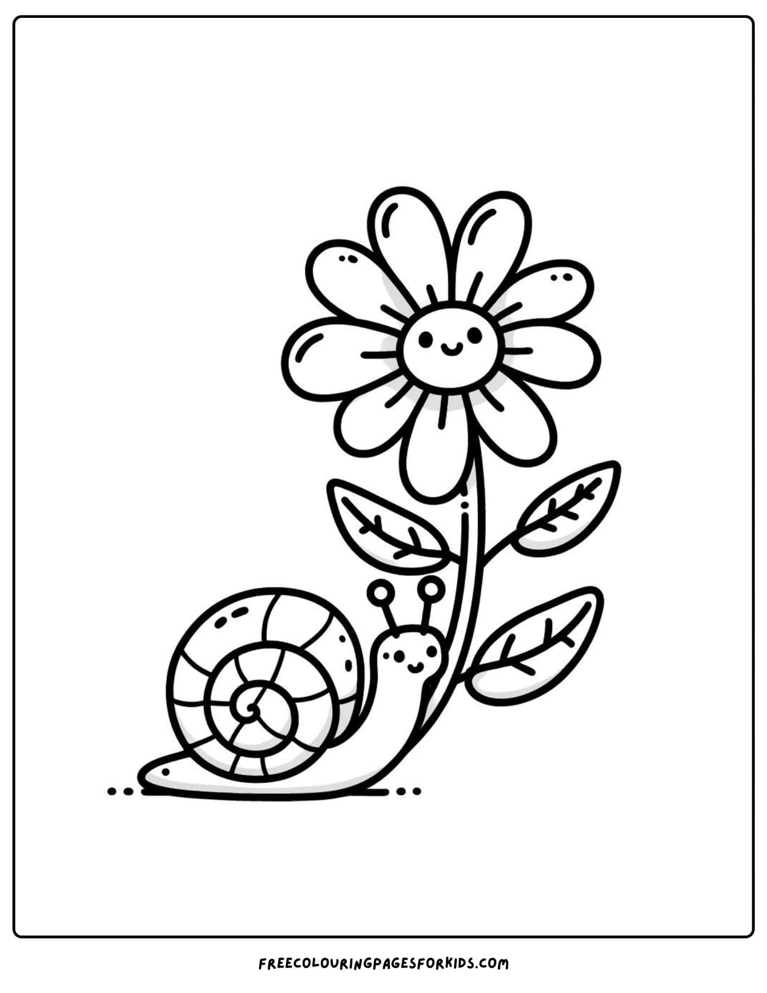 flower with snail coloring page