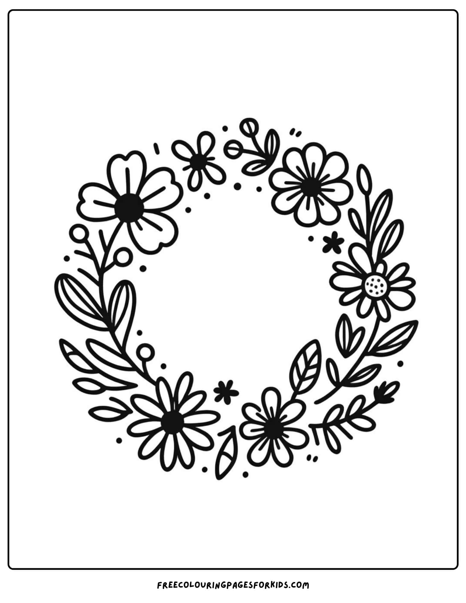 flower wreath coloring page