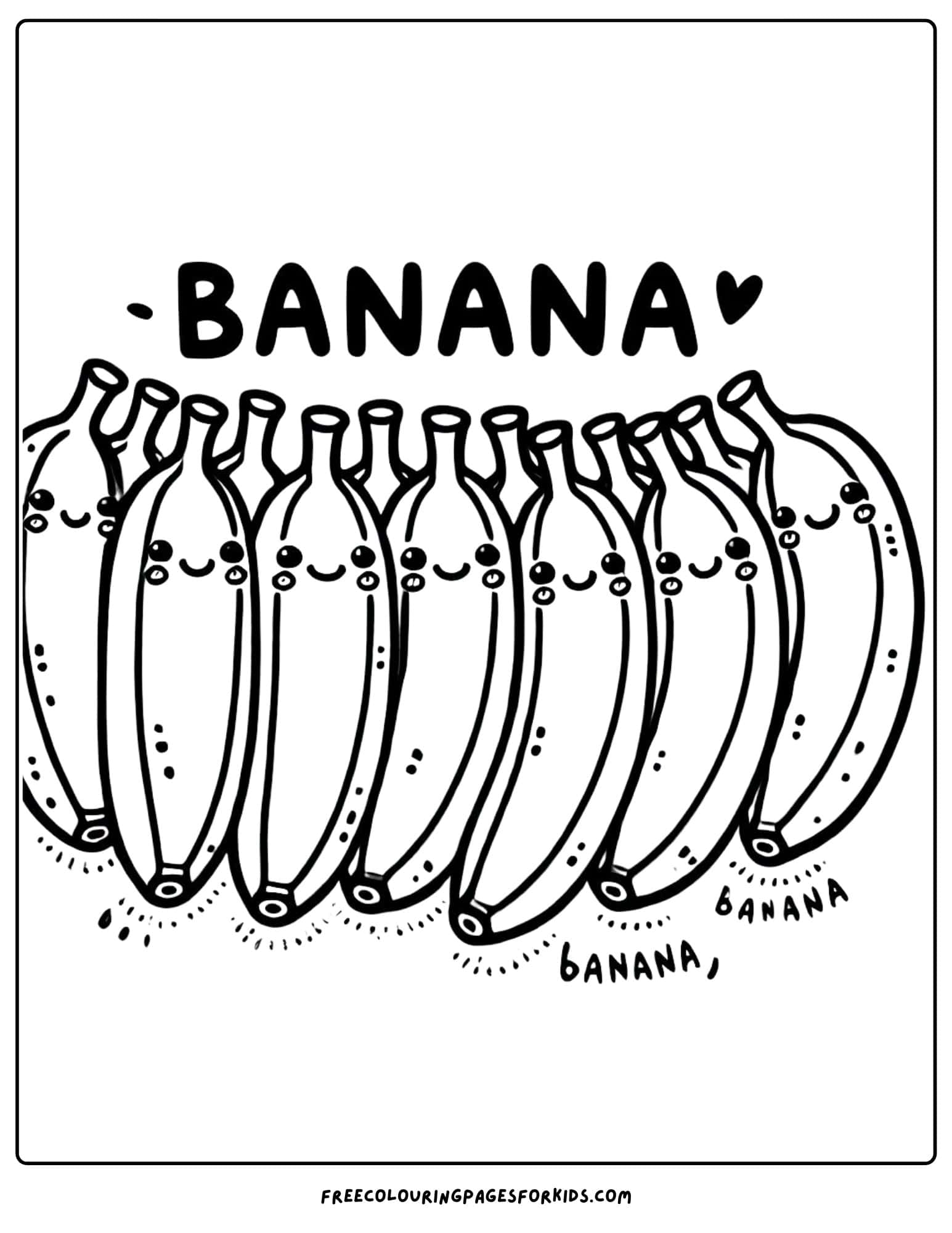 fruit banana coloring page for kids