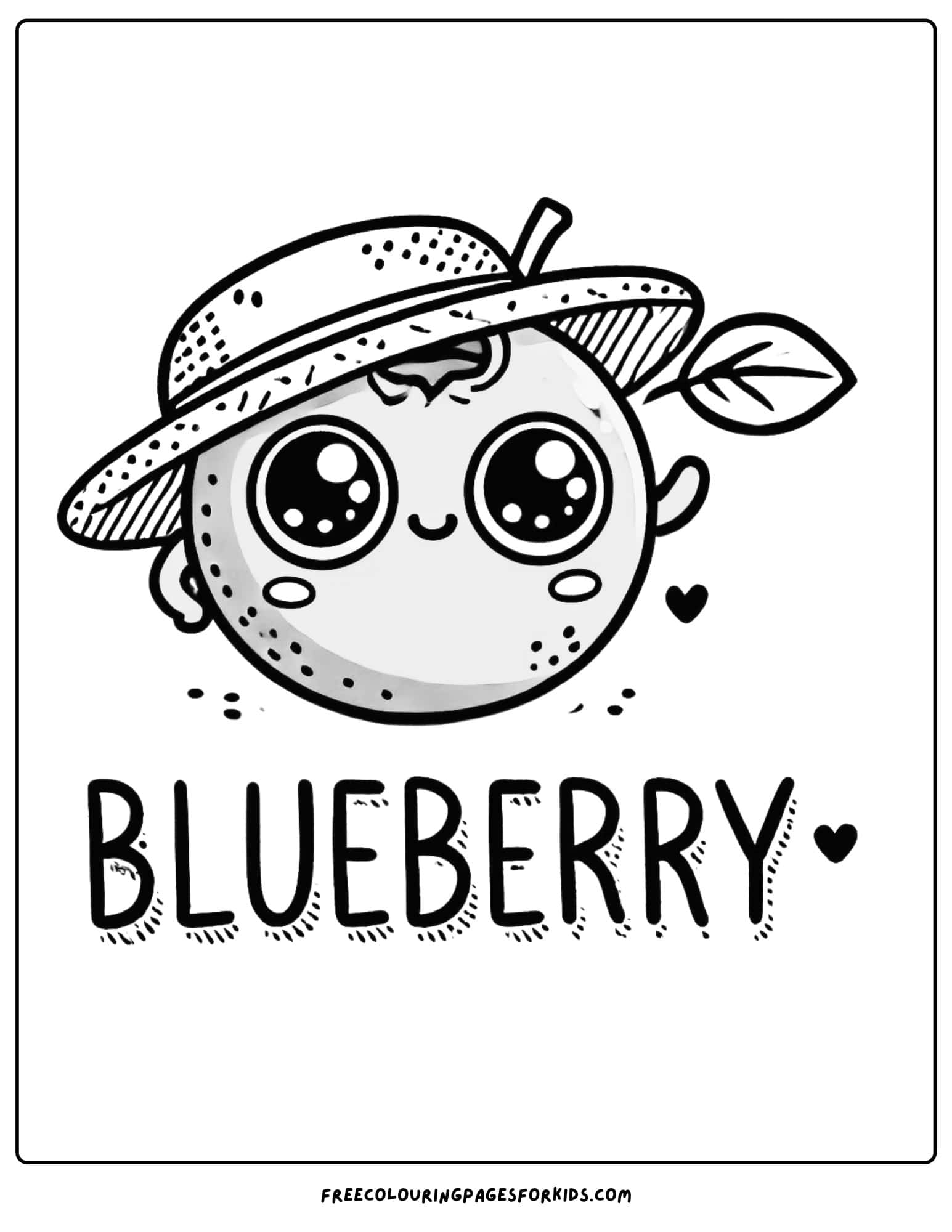 fruit blueberry coloring page for kids