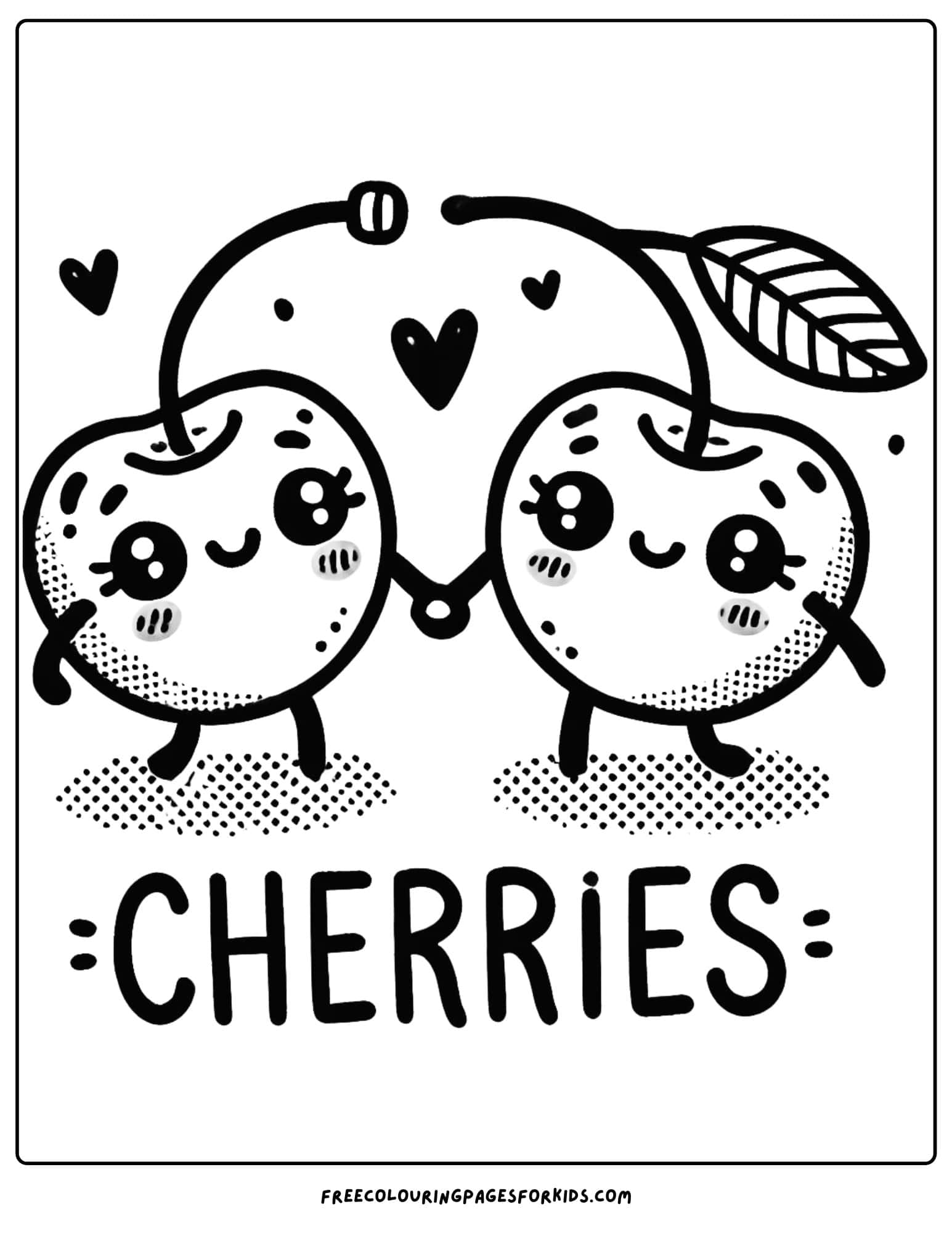 fruit cherries coloring page for kids