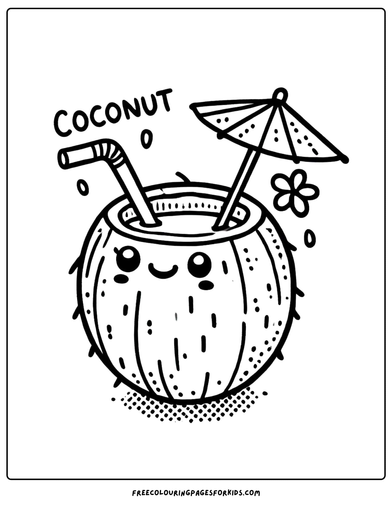 fruit coconut coloring page for kids