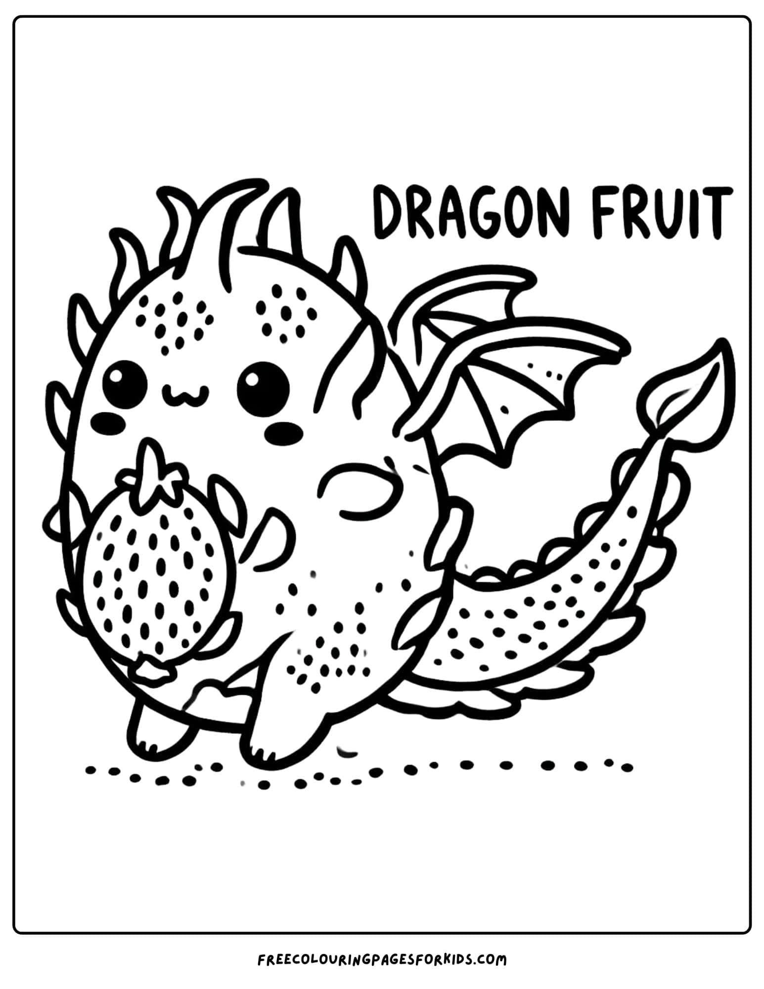 fruit dragon fruit coloring page for kids