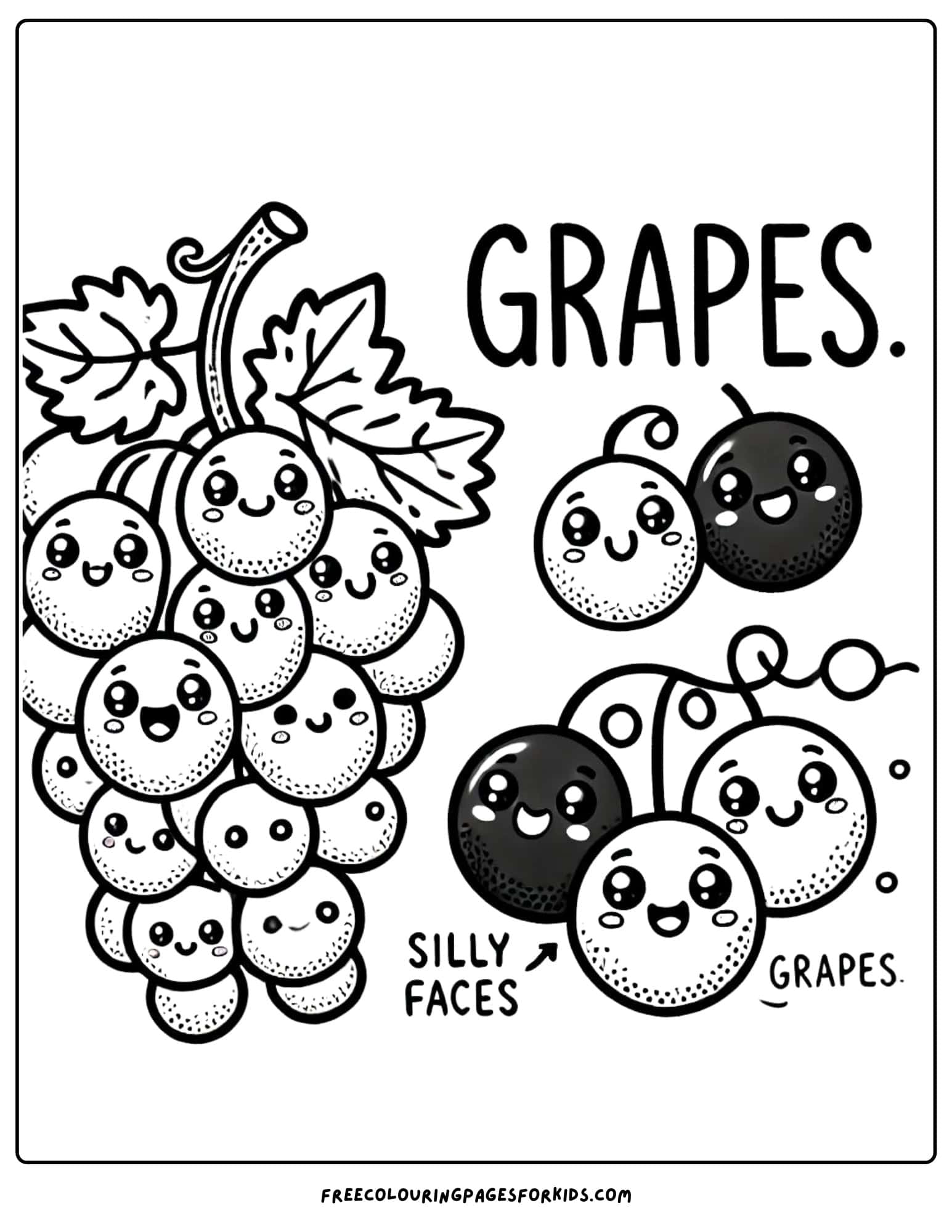 fruit grapes coloring page for kids