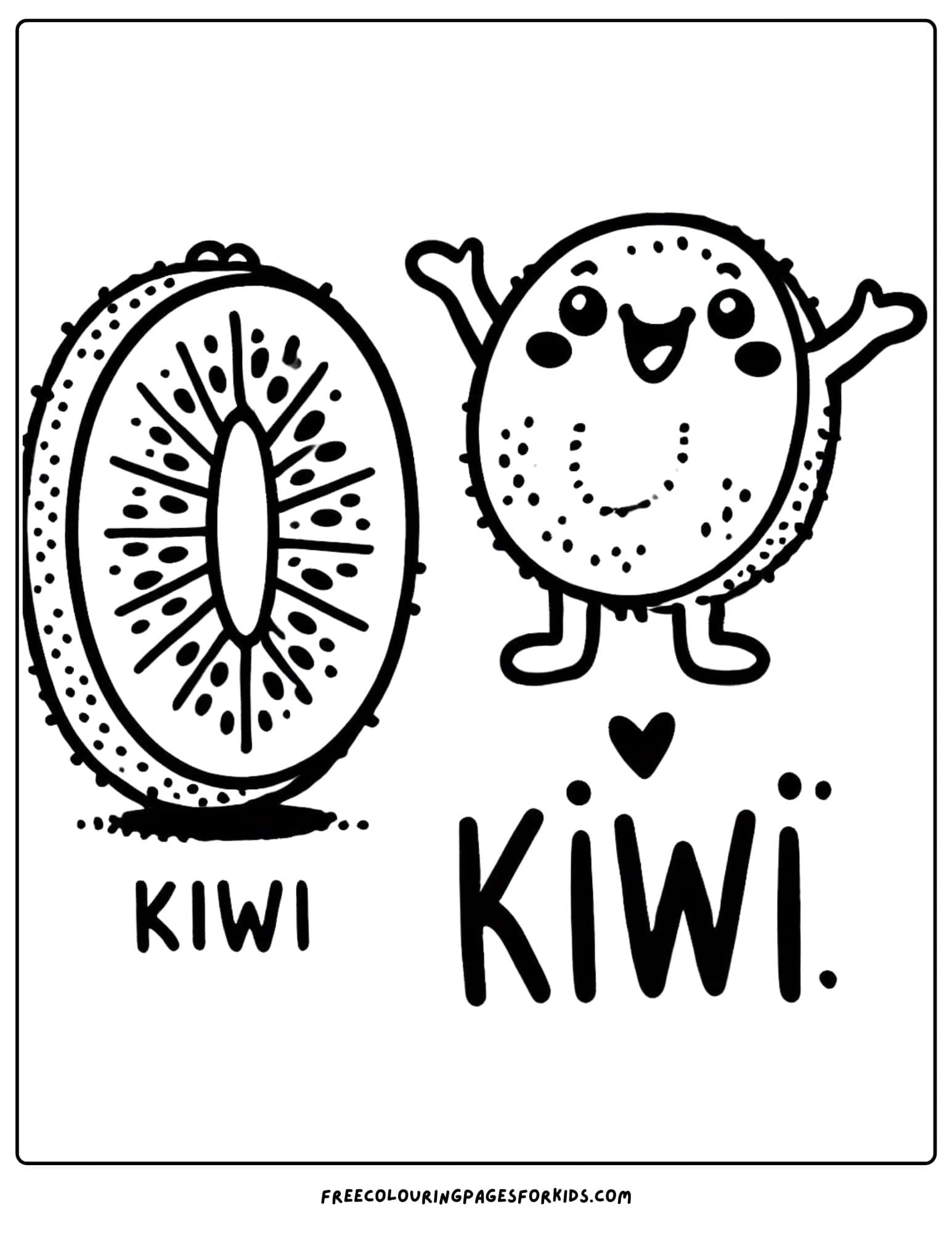 fruit kiwi coloring page for kids