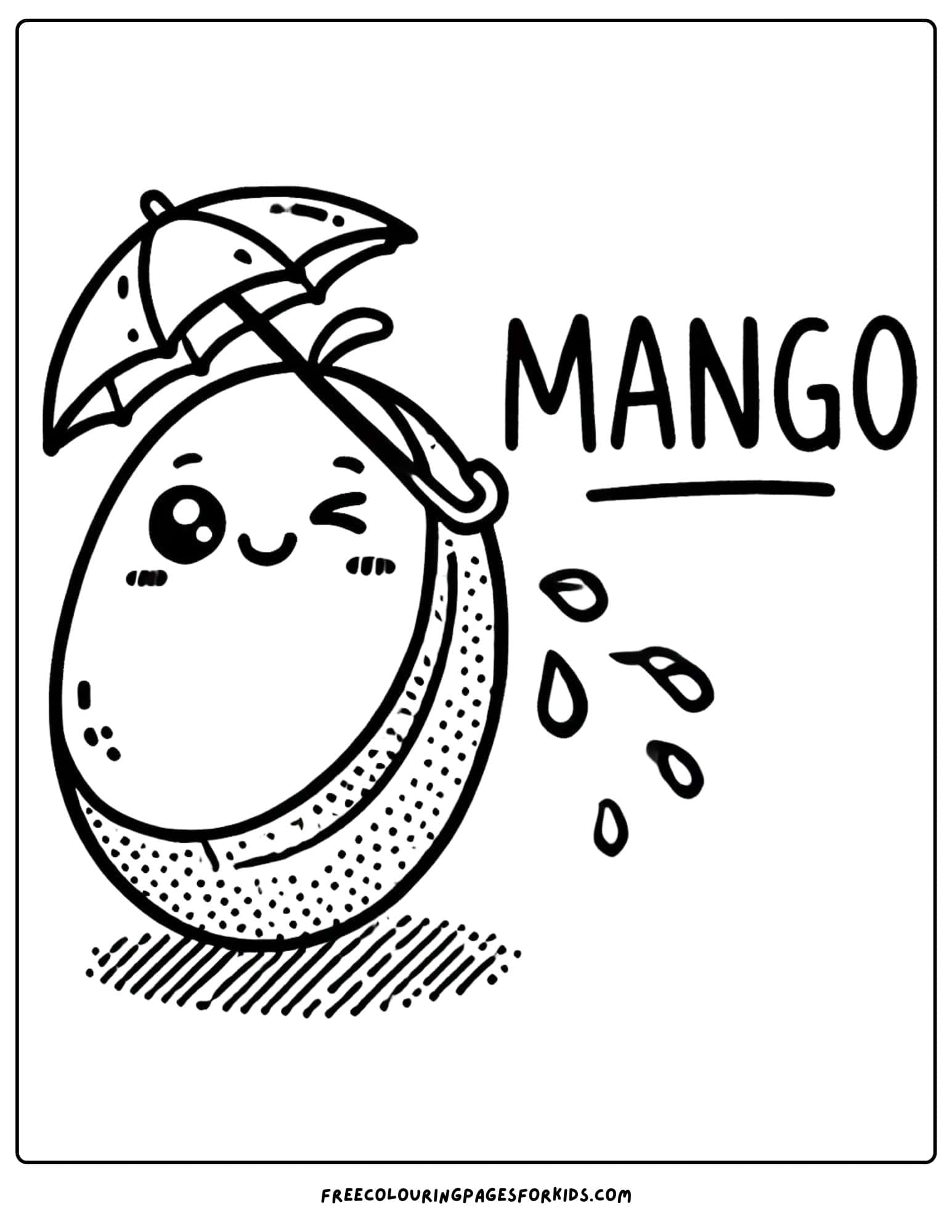 fruit mango coloring page for kids