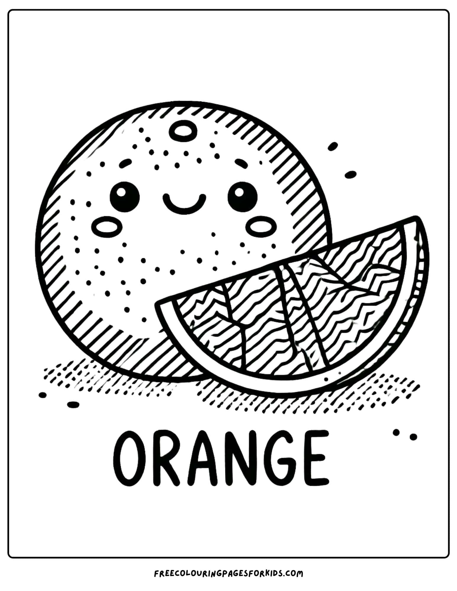 fruit orange coloring page for kids