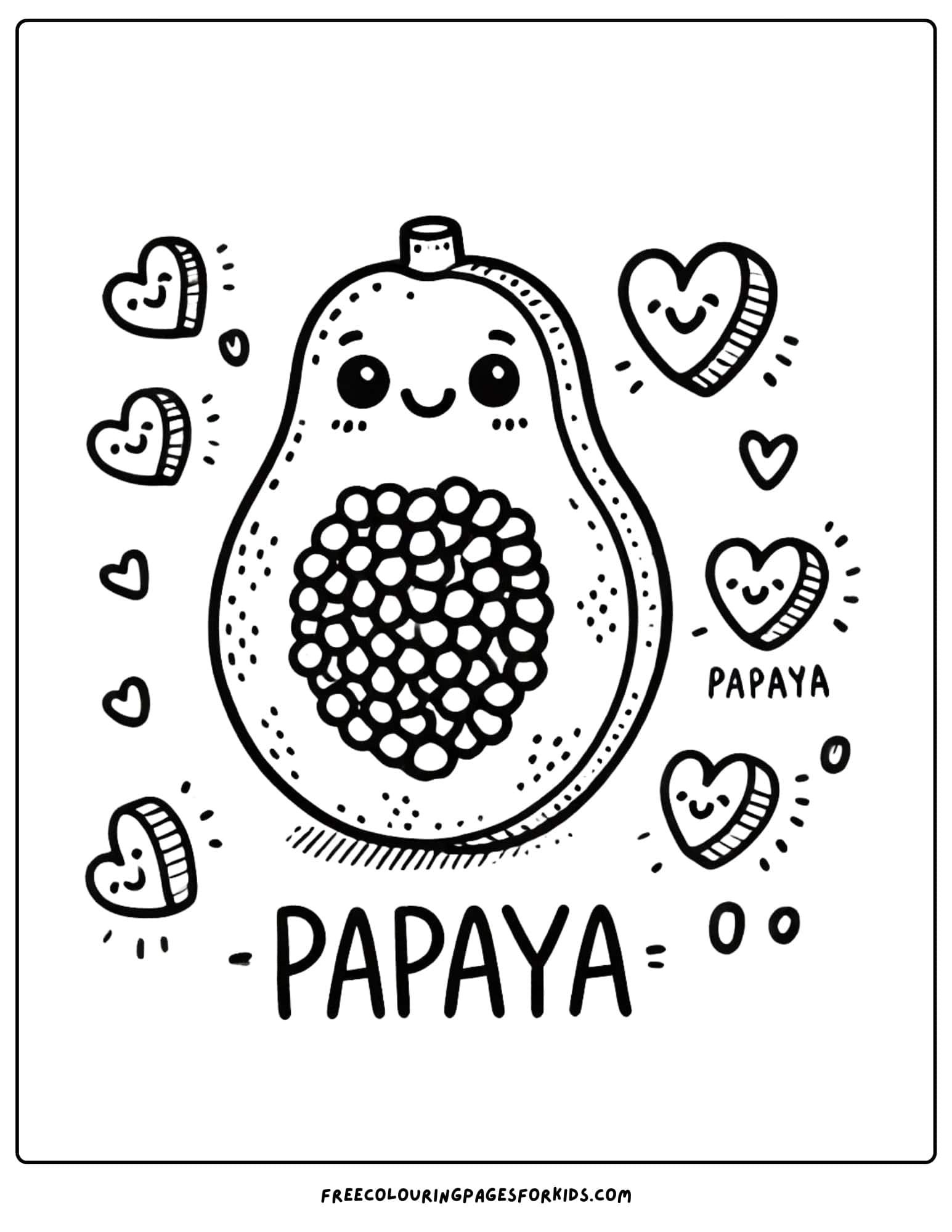 fruit papaya coloring page for kids