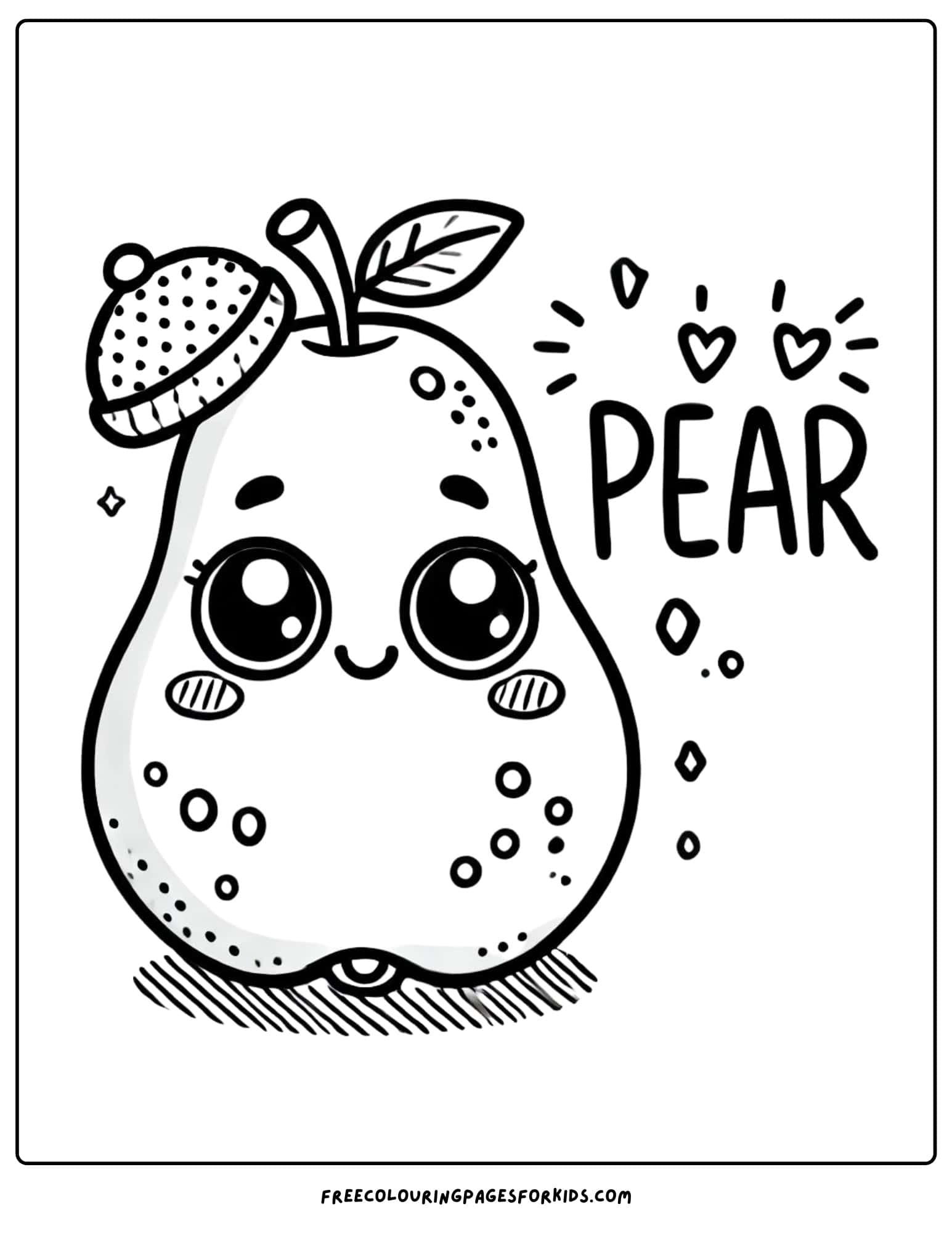 fruit pear coloring page for kids