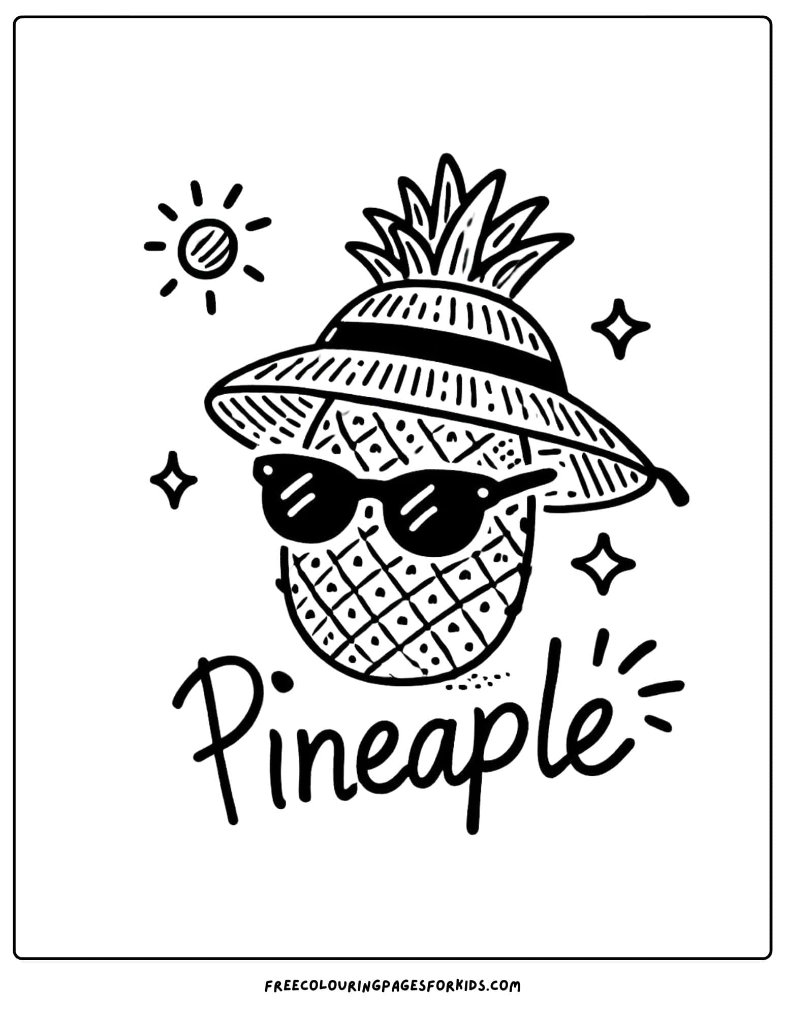 fruit pineapple coloring page for kids