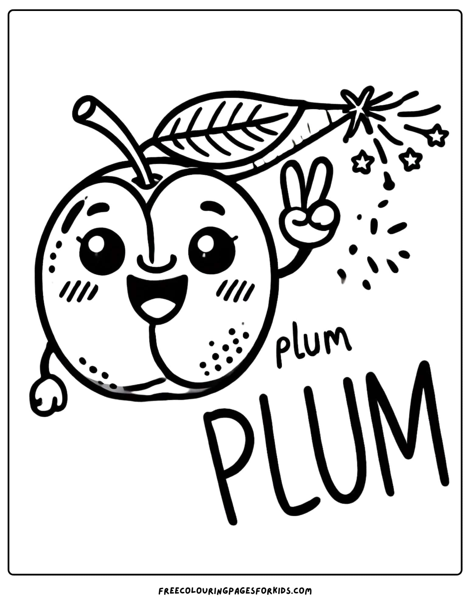 fruit plum coloring page for kids