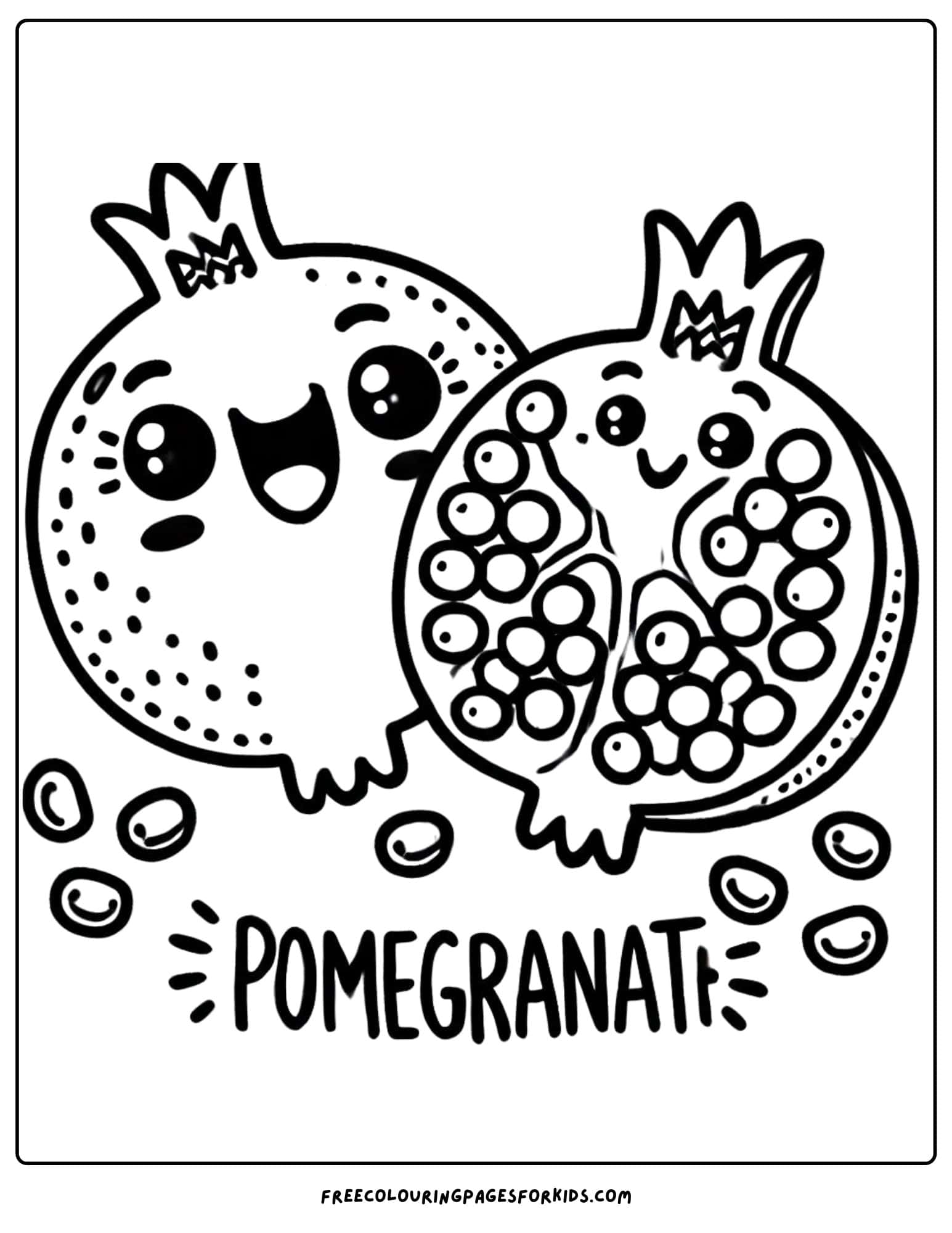 fruit pomegranate coloring page for kids