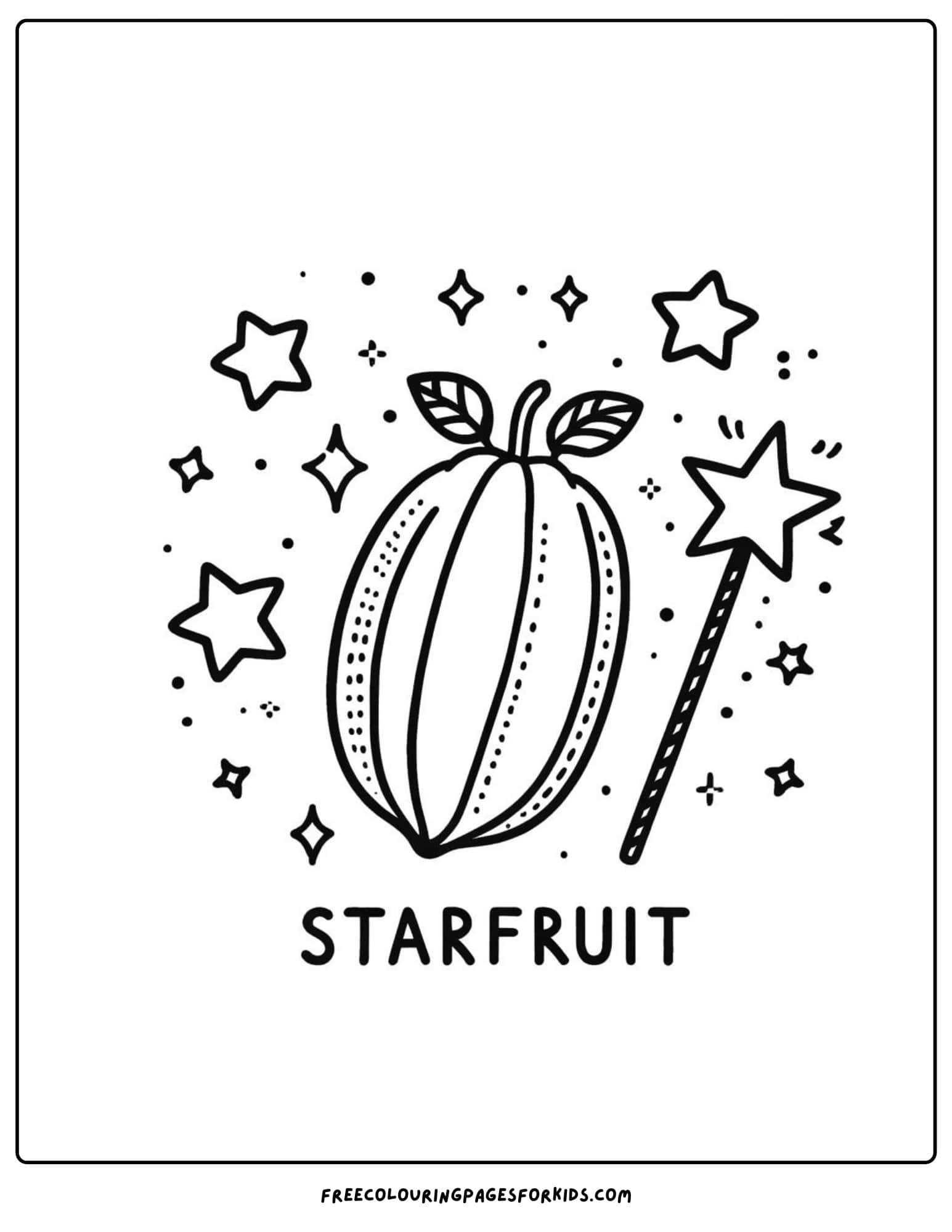 fruit starfruit coloring page for kids