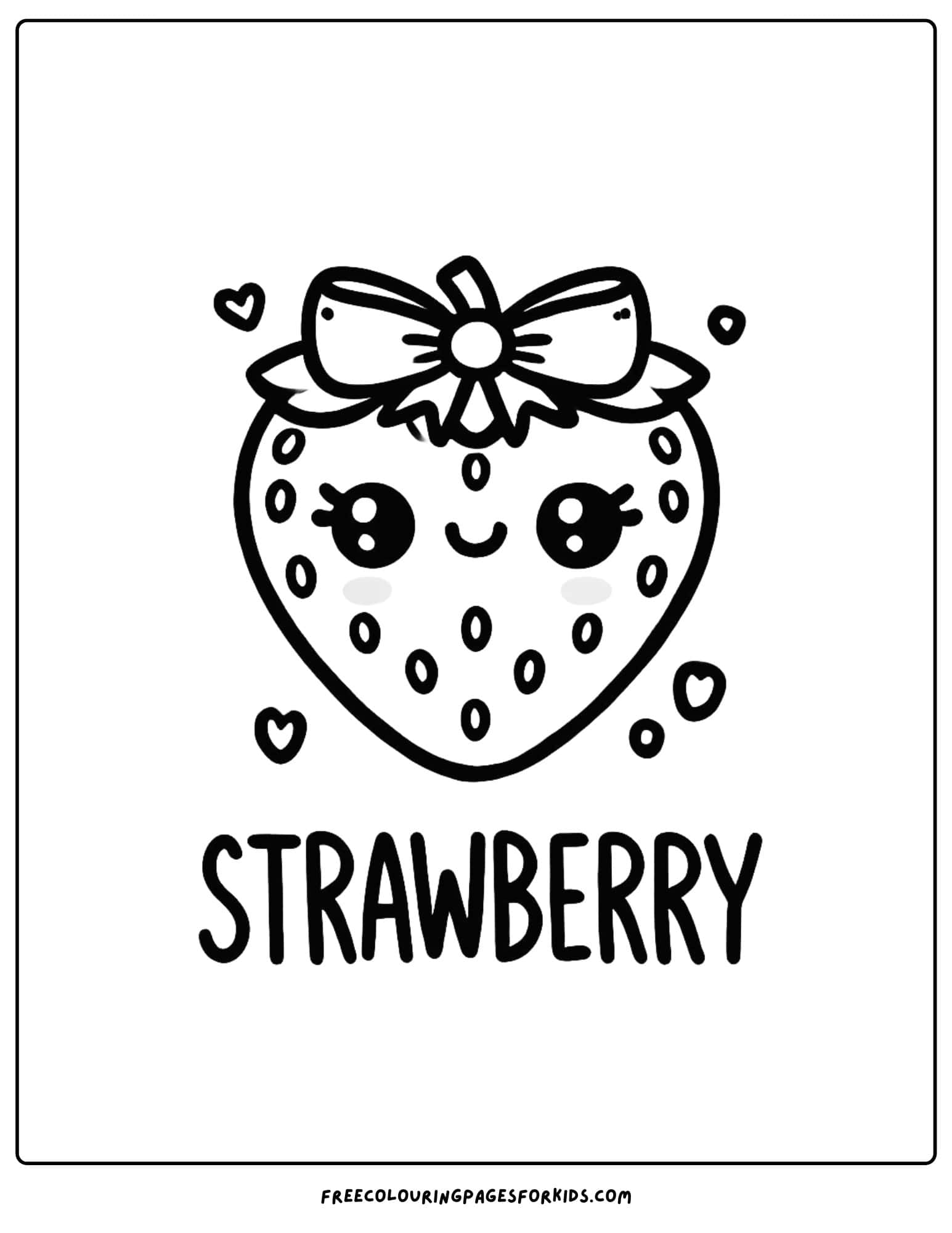 fruit strawberry coloring page for kids