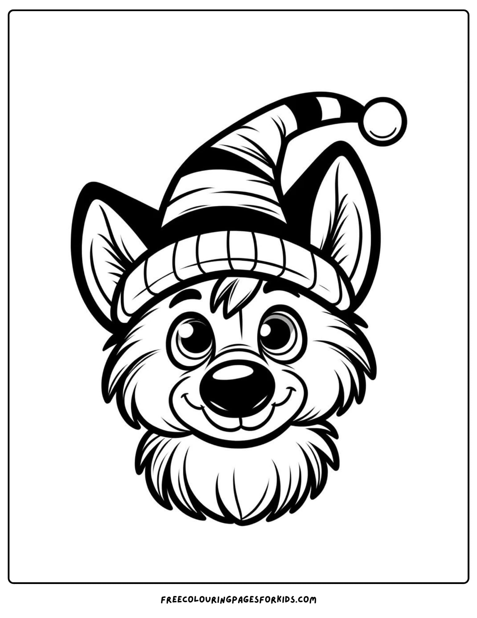 german  shepherd with a hat coloring page