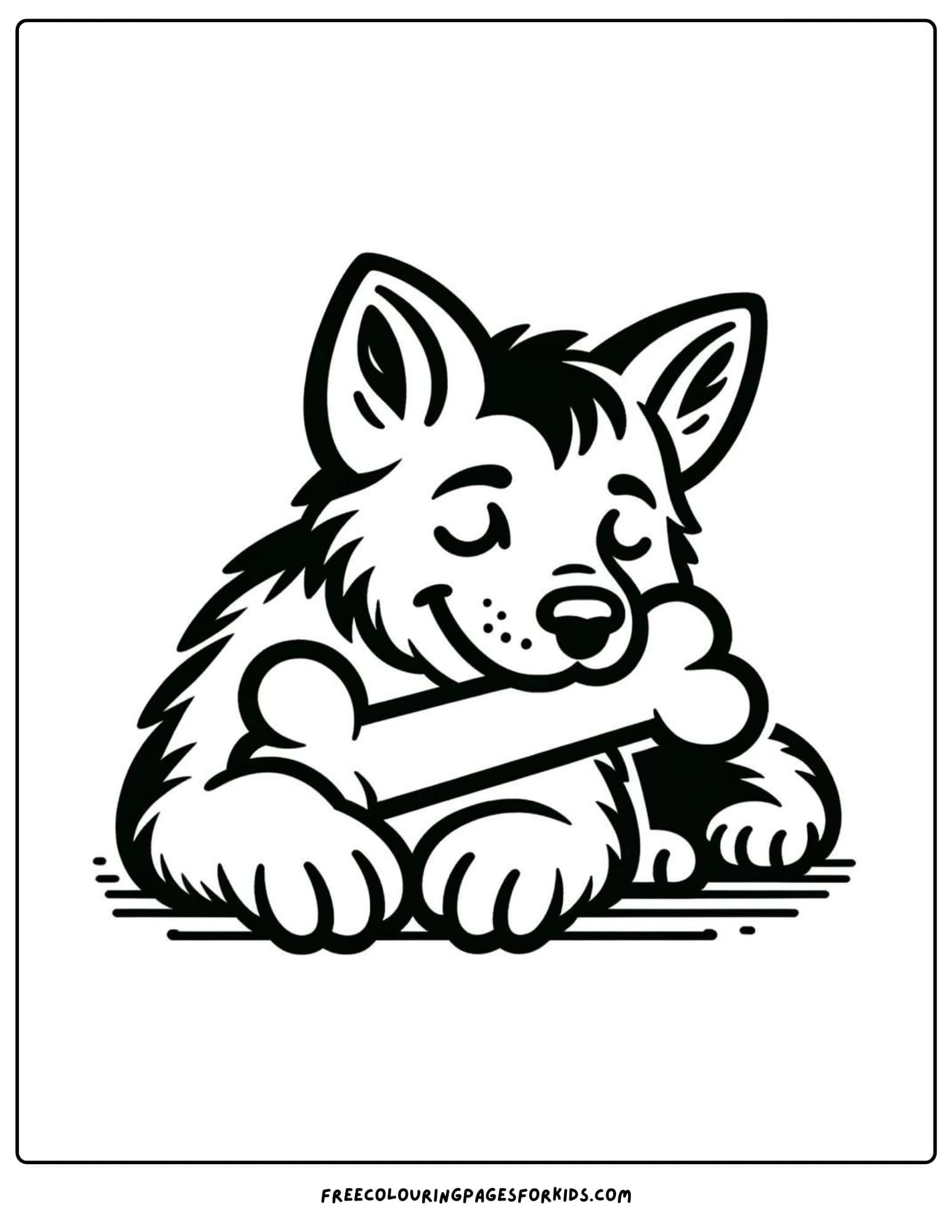 german  shepherd with a bone coloring page