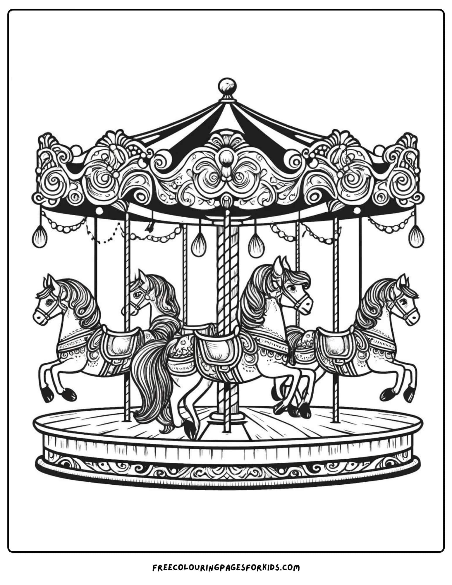 horse carousel coloring page