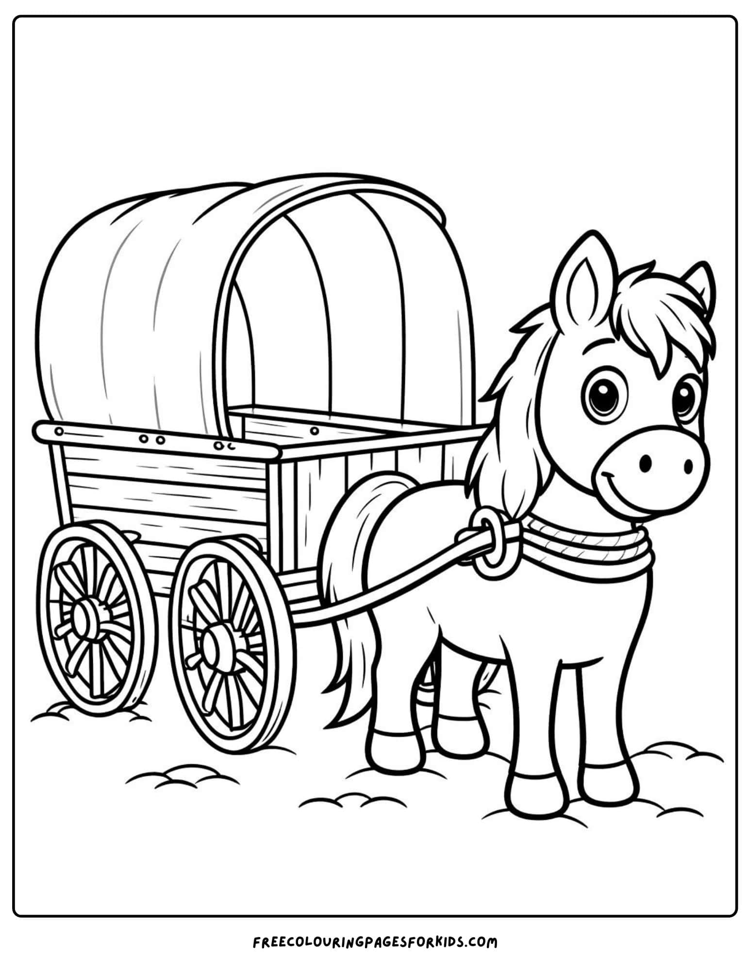 horse and cart coloring page