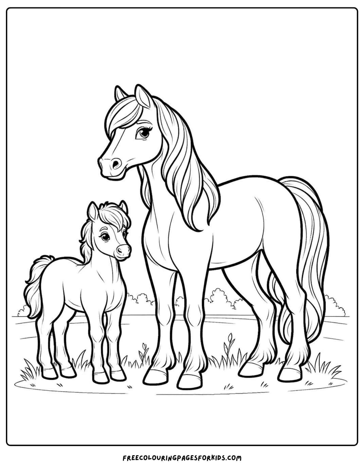 horse and foal coloring page