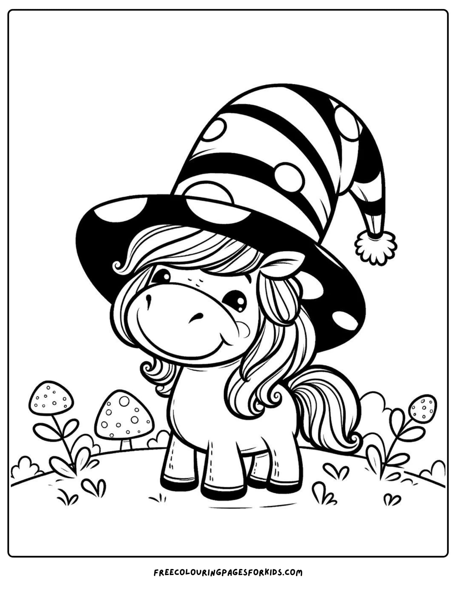 horse with a hat coloring page