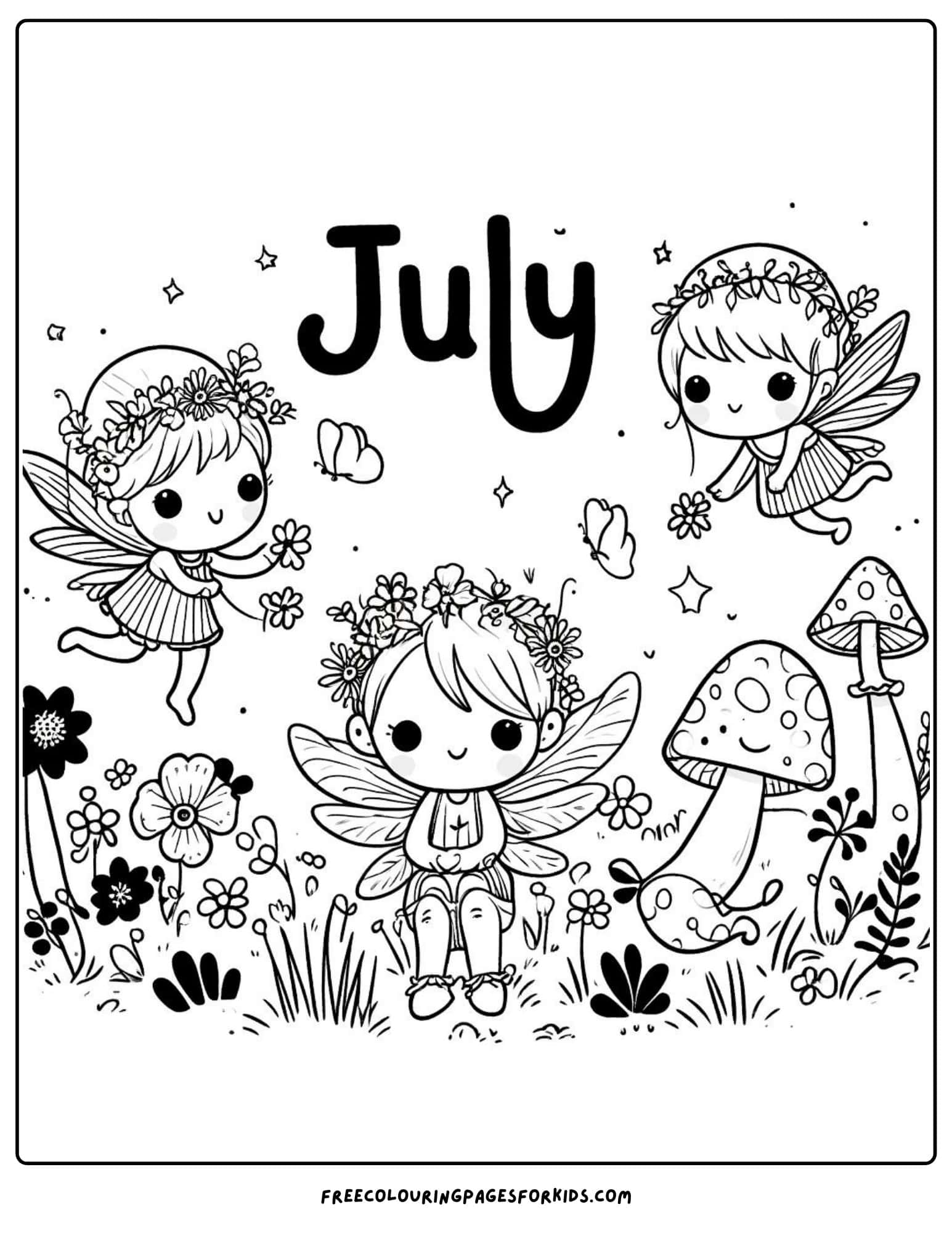 fairy tale summer july coloring page