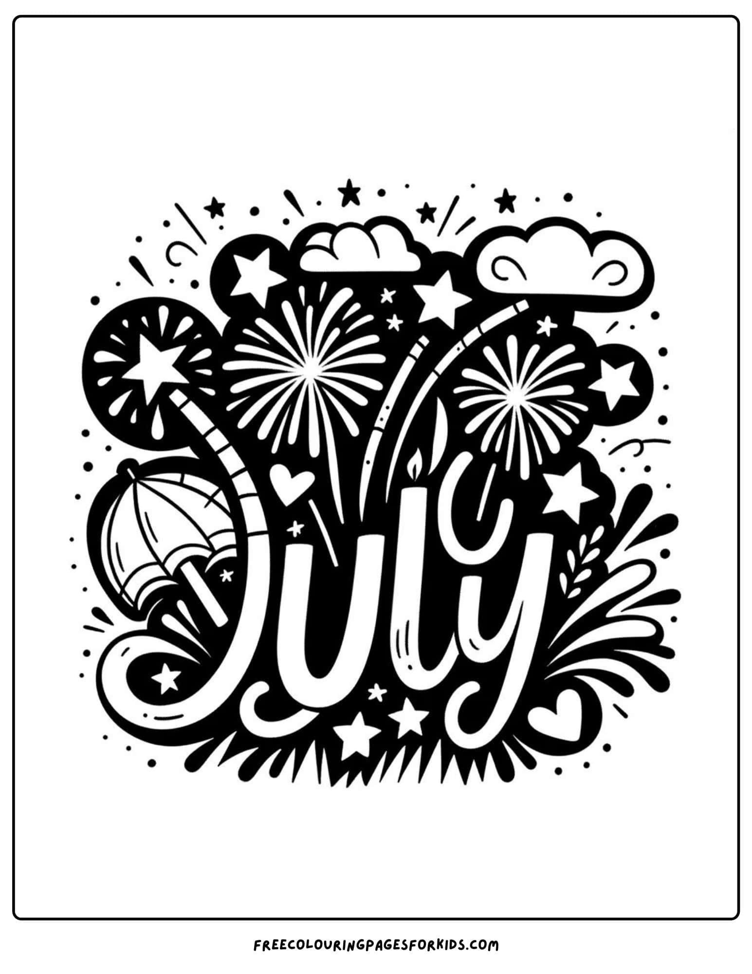 fireworks july coloring page