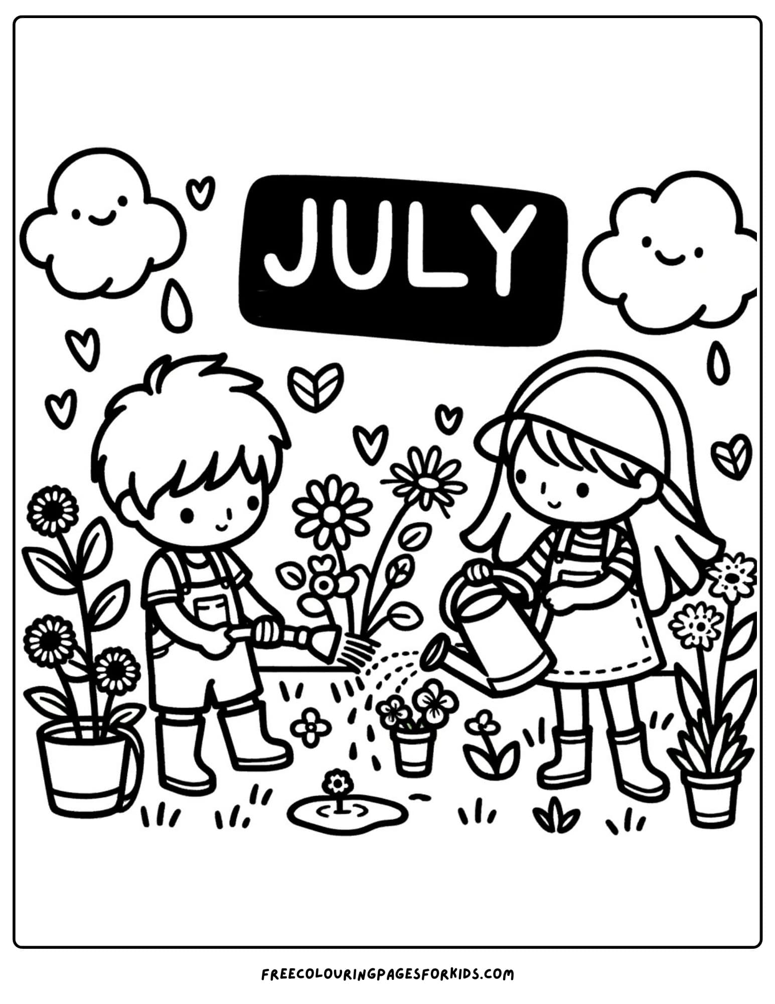 gardening july coloring page