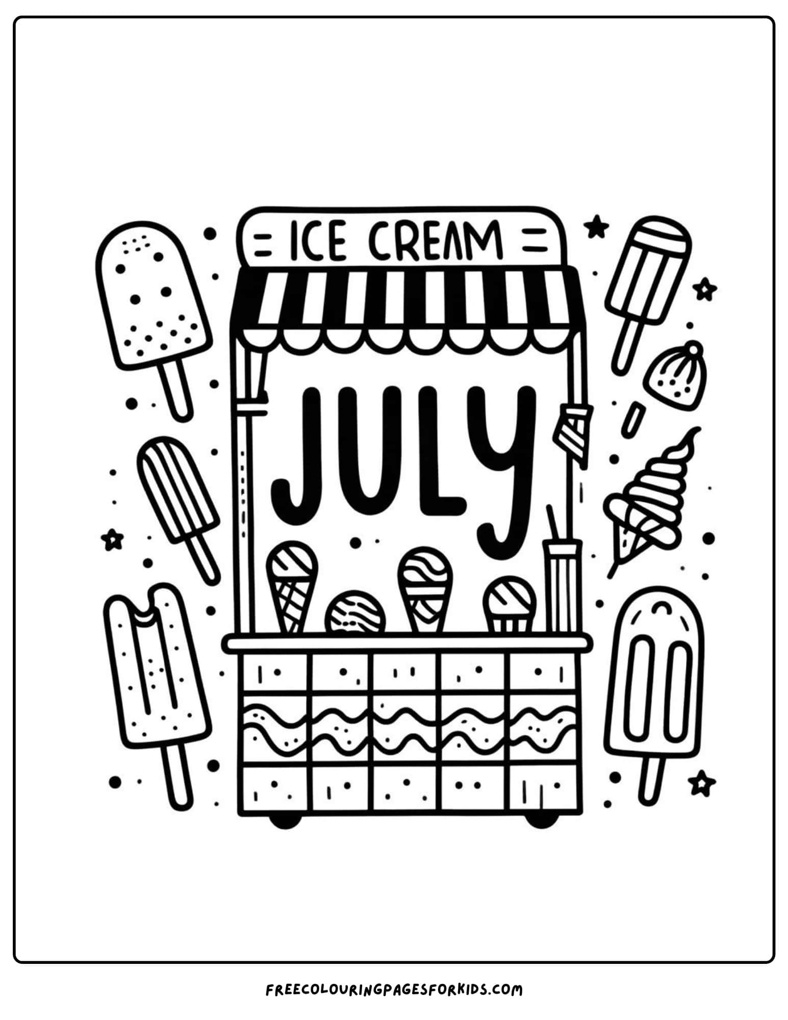 ice cream stand july coloring page