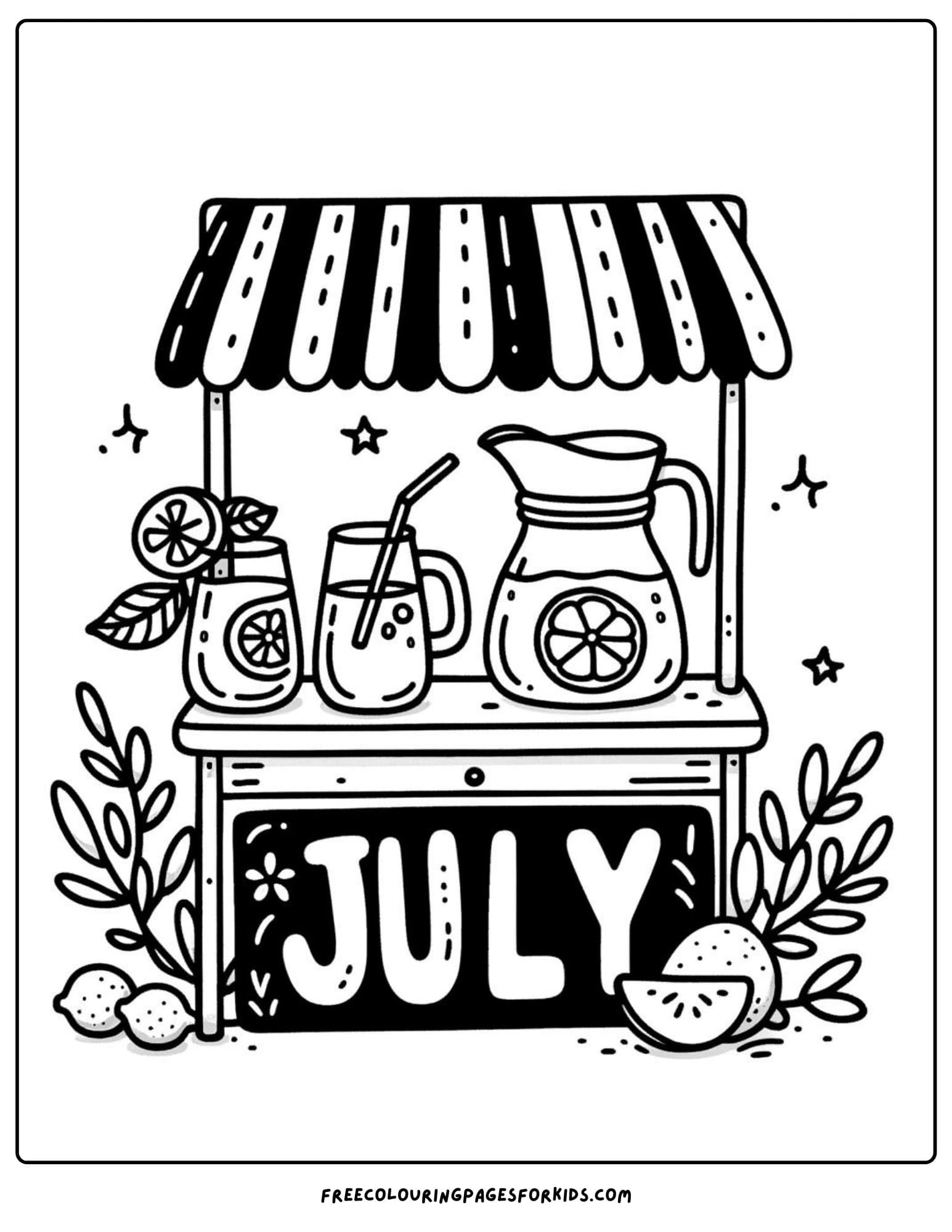 lemonade stand july coloring page