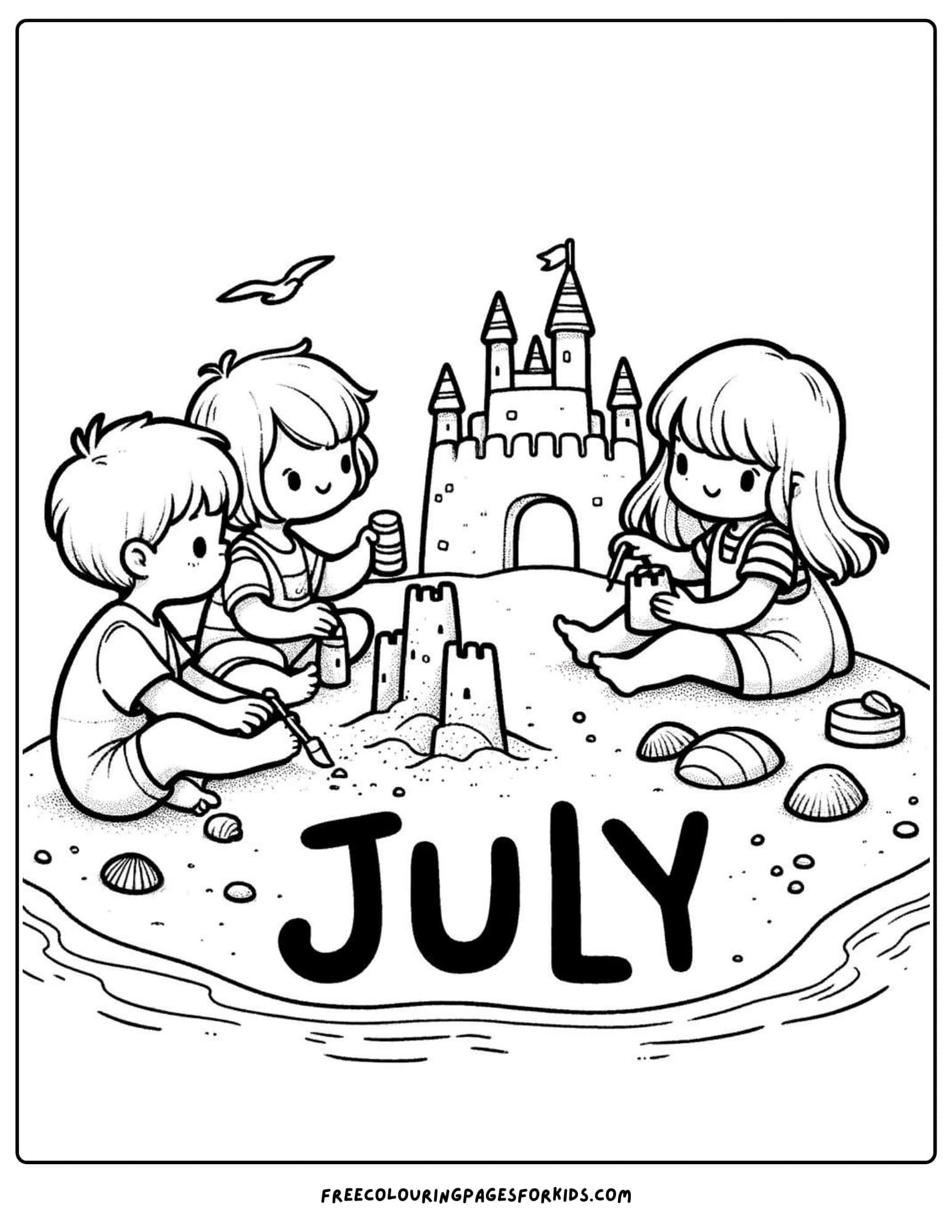 sandcastle competition july coloring page