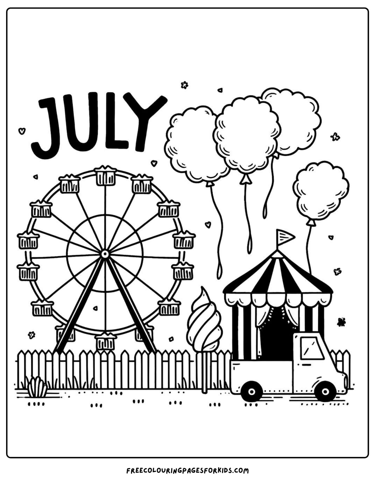 summer carnival july coloring page