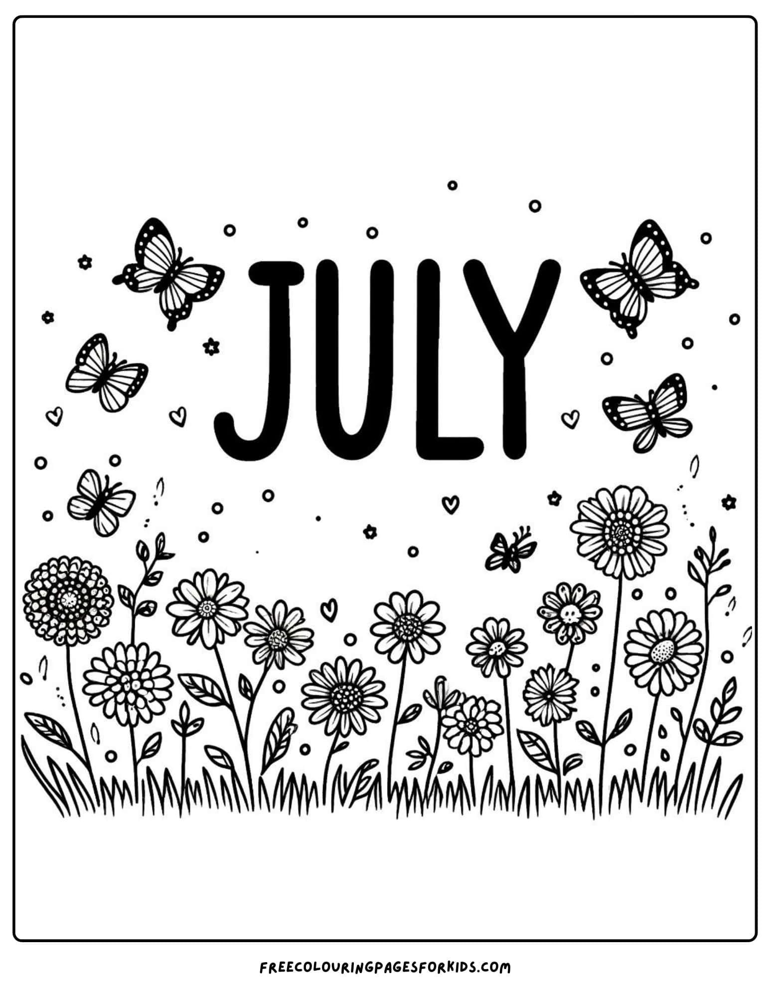 summer flowers july coloring page