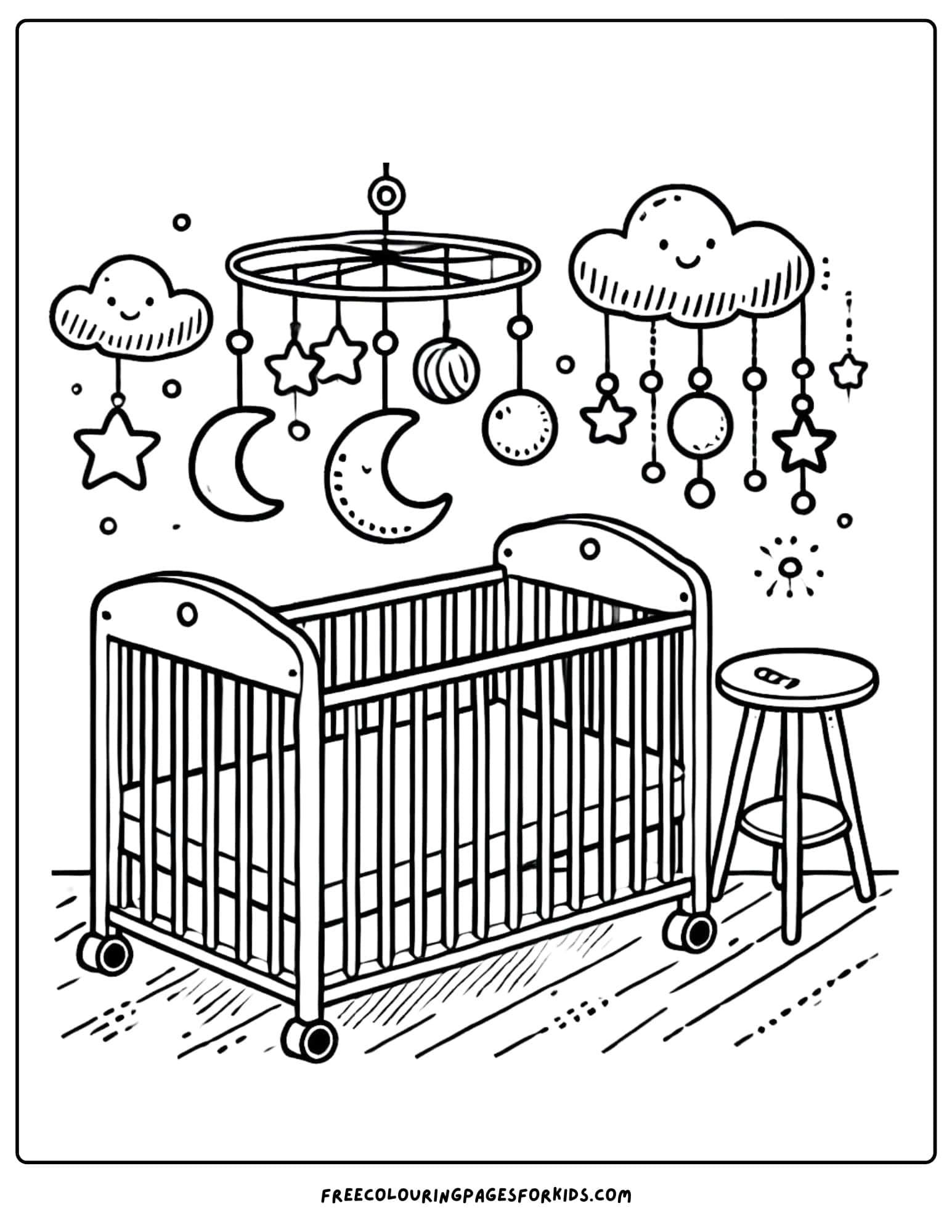 kids bedroom baby room coloring page