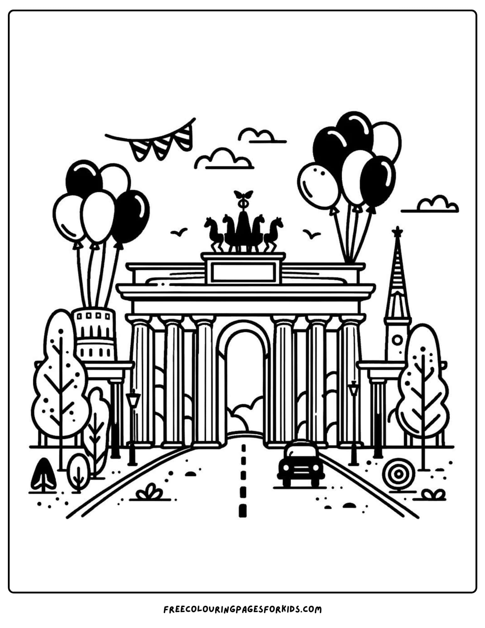 landmarks brandenburg gate germany coloring page