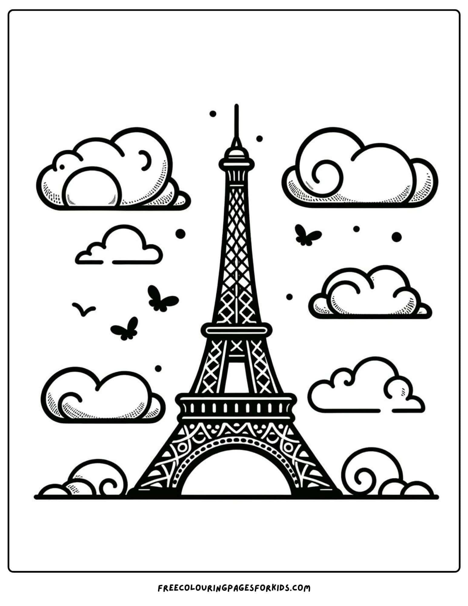 landmarks eiffel tower france coloring page