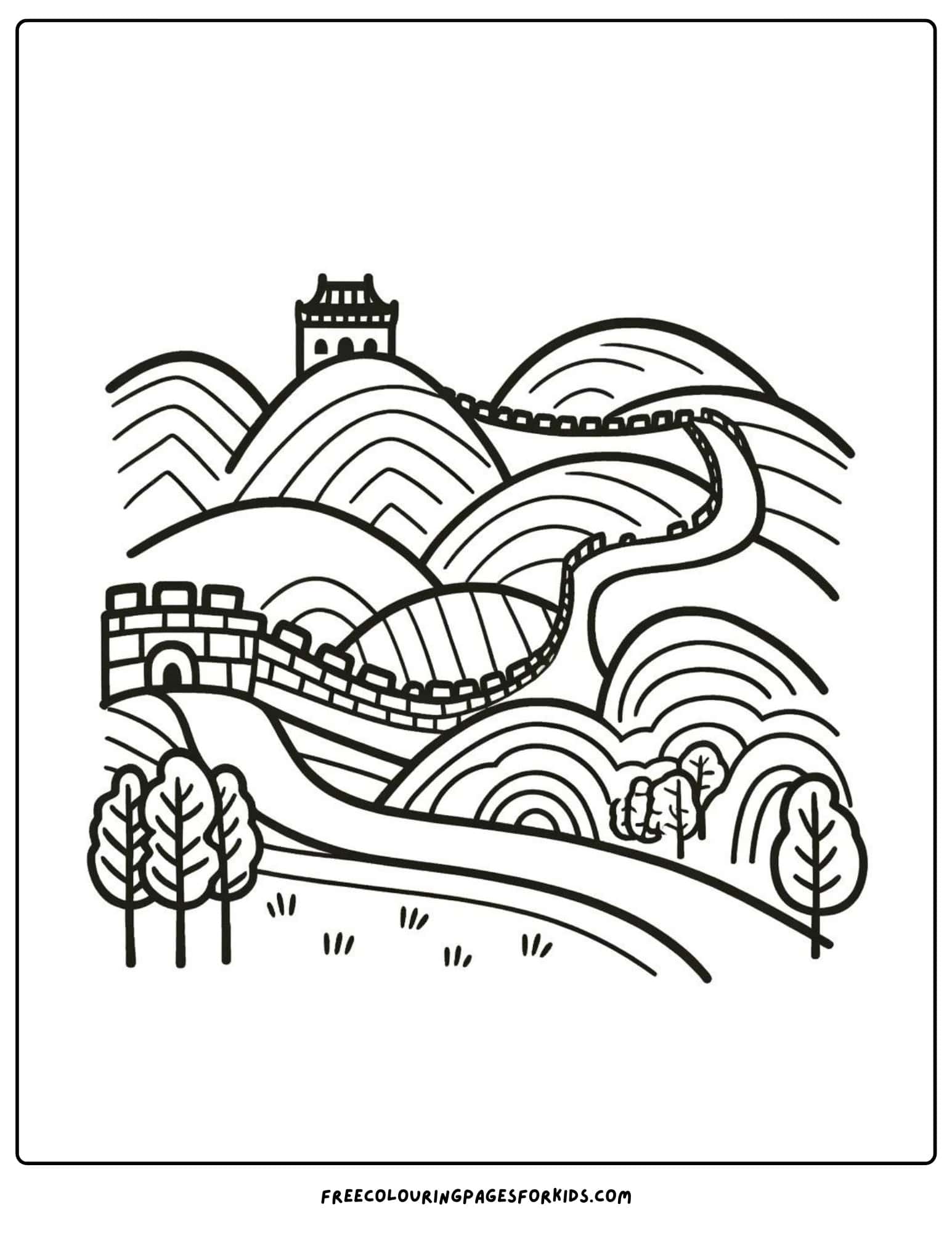 landmarks great wall of china coloring page