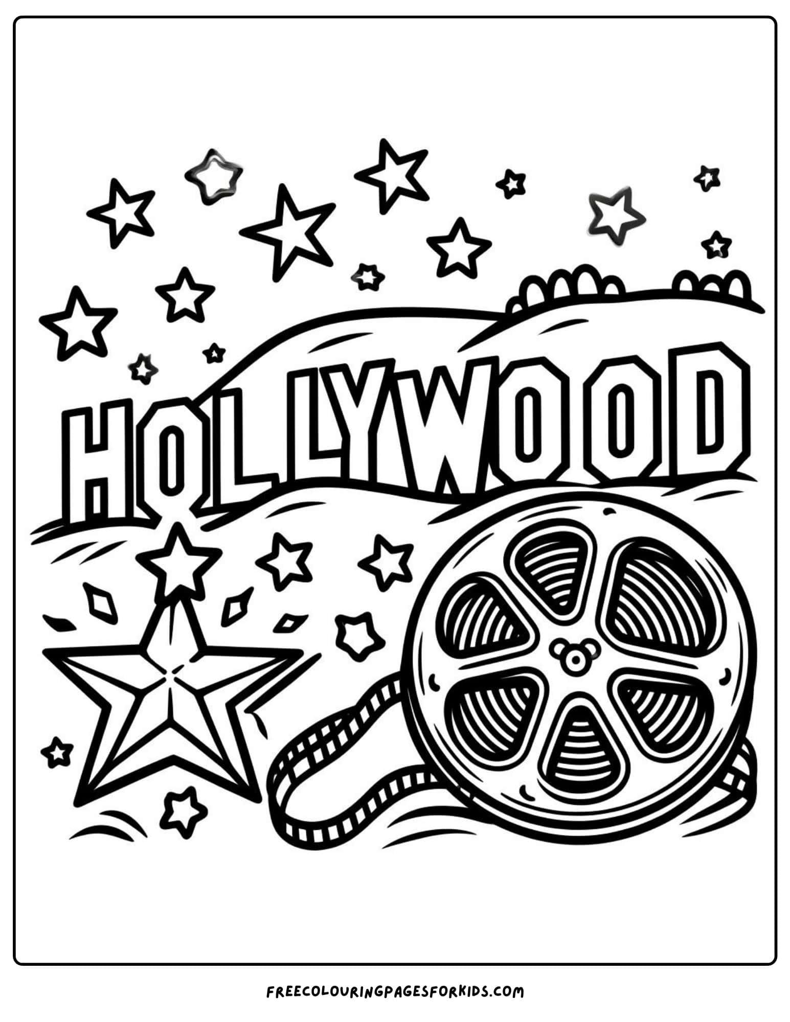 landmarks hollywood sign usa coloring page