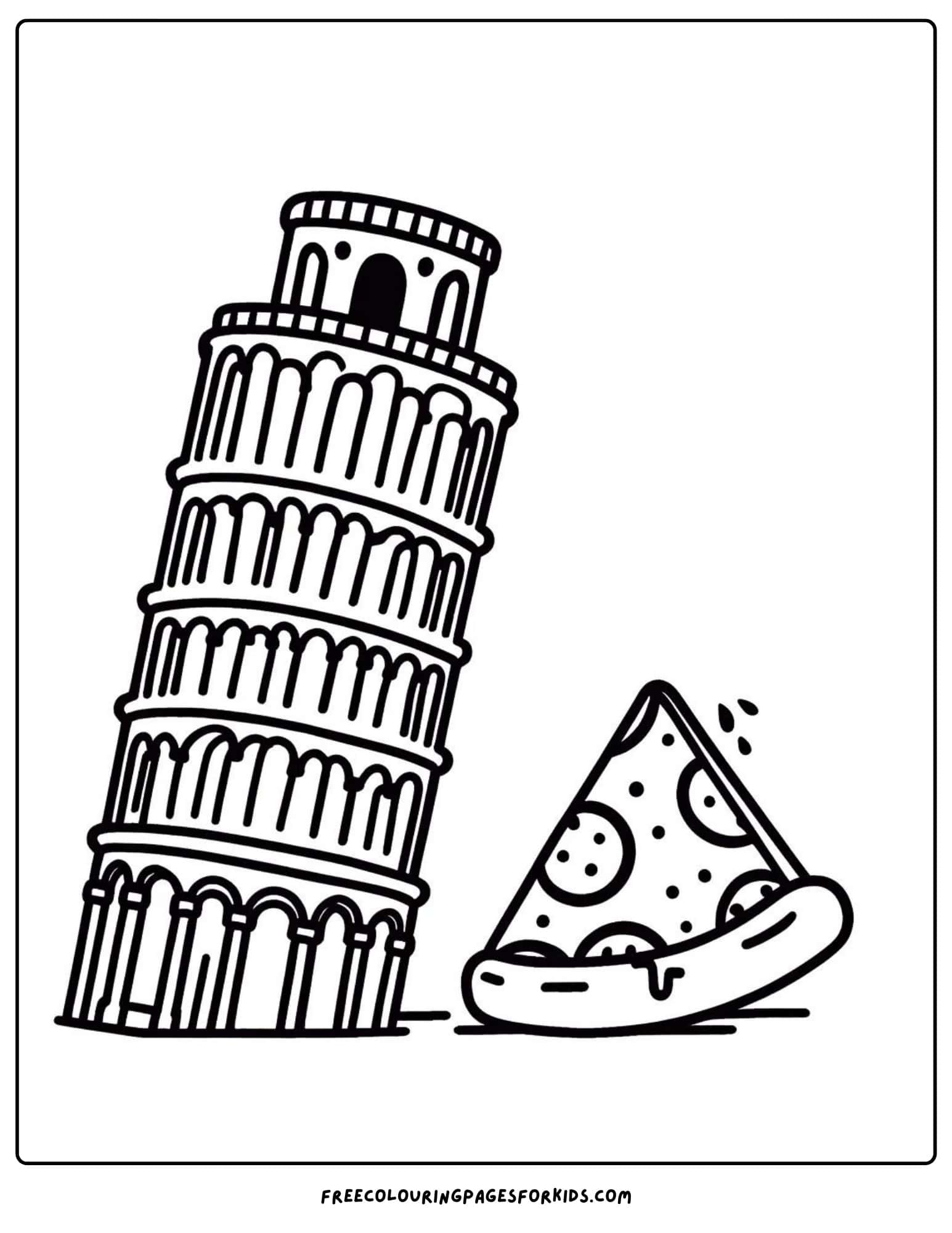 landmarks leaning tower of pisa italy coloring page