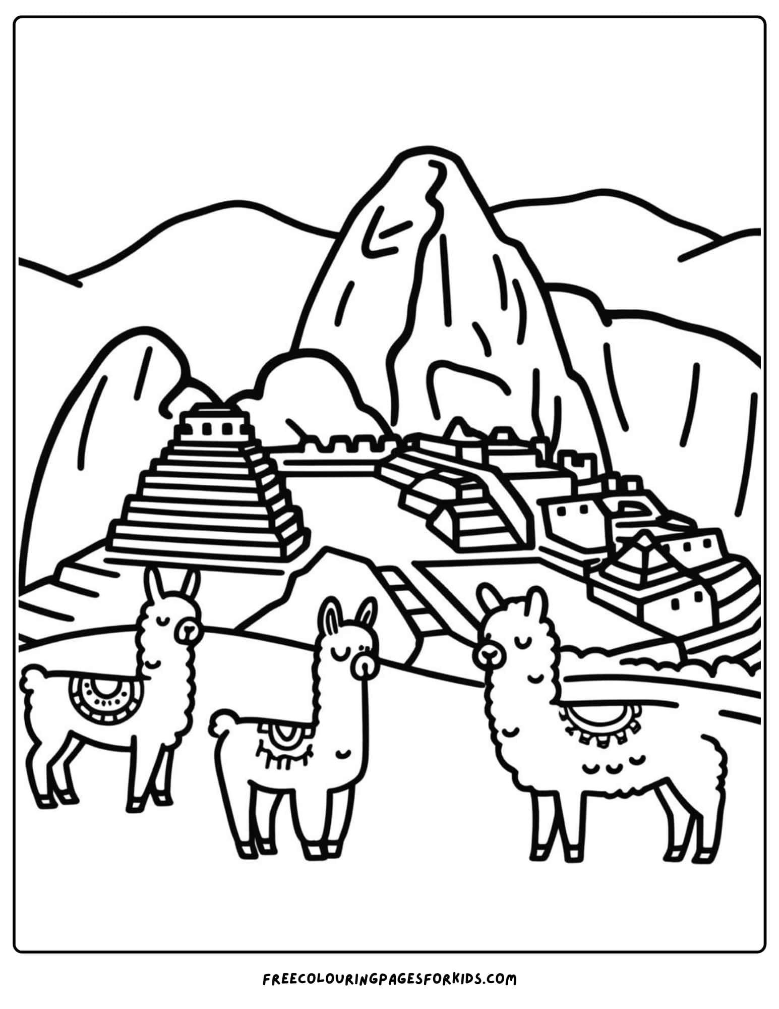 landmarks machu picchu peru coloring page