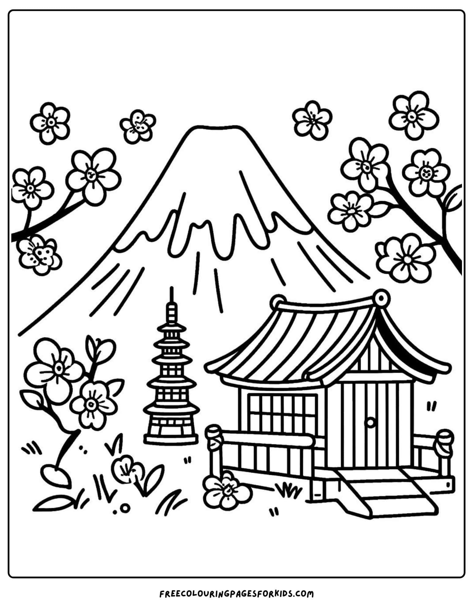 landmarks mount fiji japan coloring page