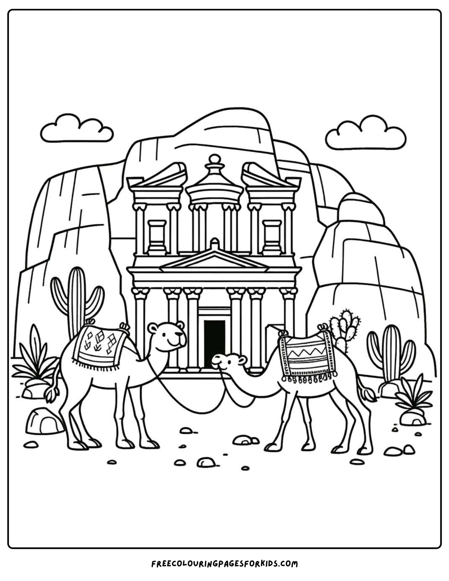 landmarks petra jordan coloring page