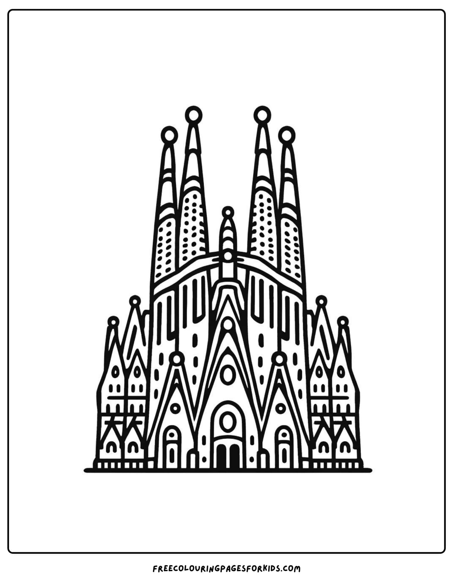 landmarks sagrada familia spain coloring page