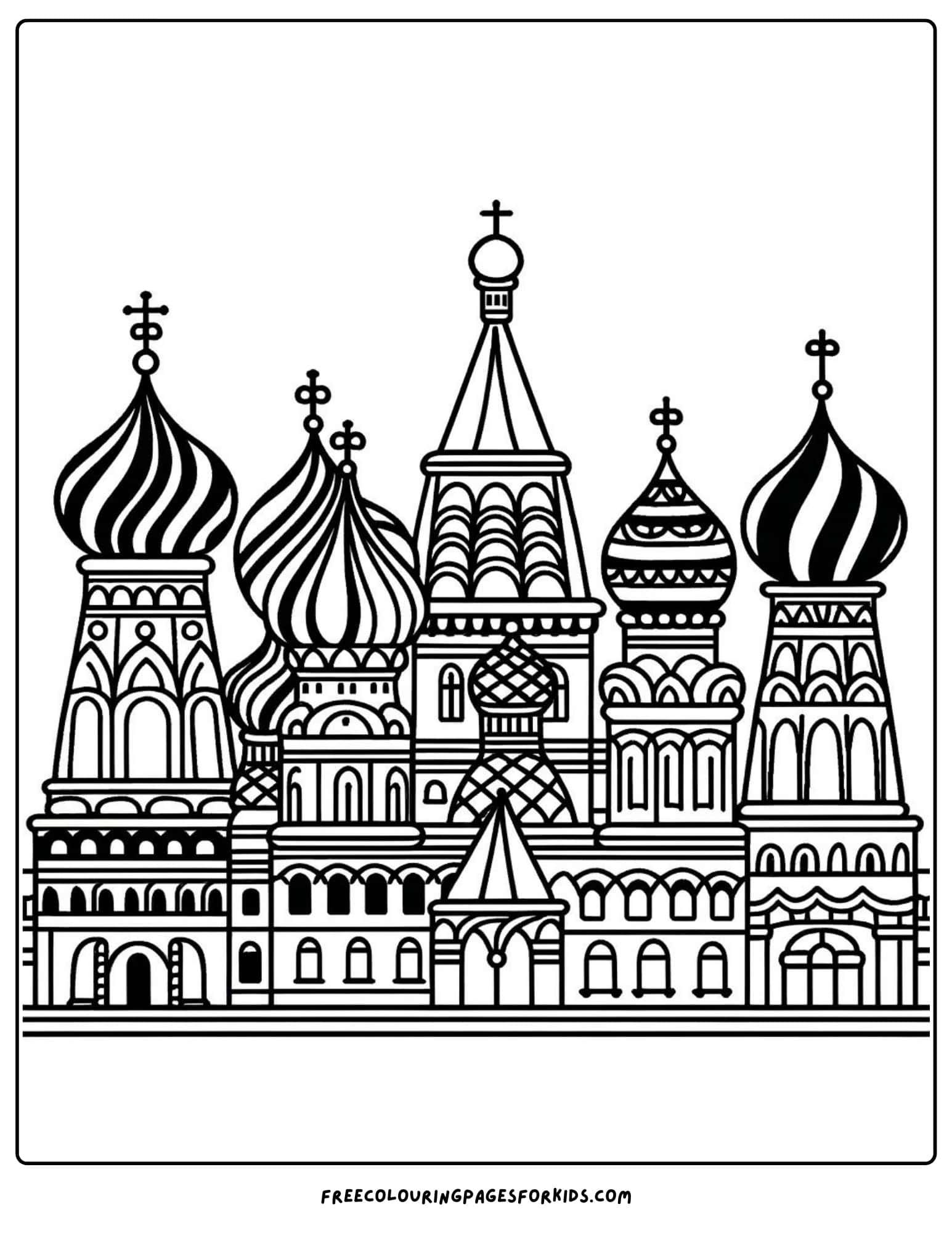 landmarks st basil's cathedral russia coloring page