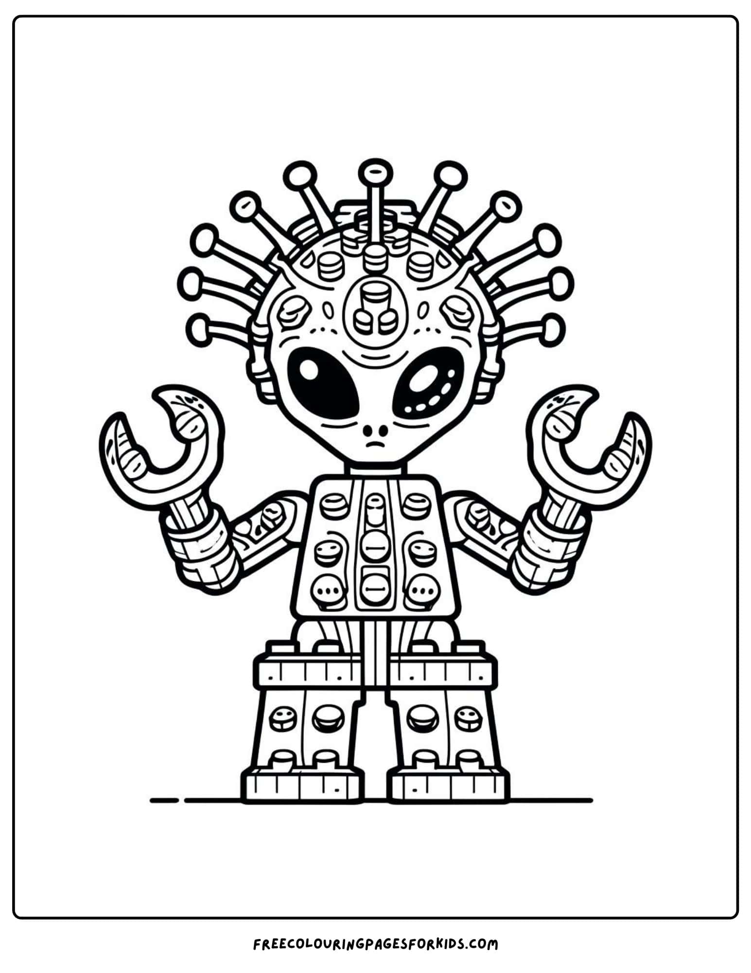 lego block alien coloring page