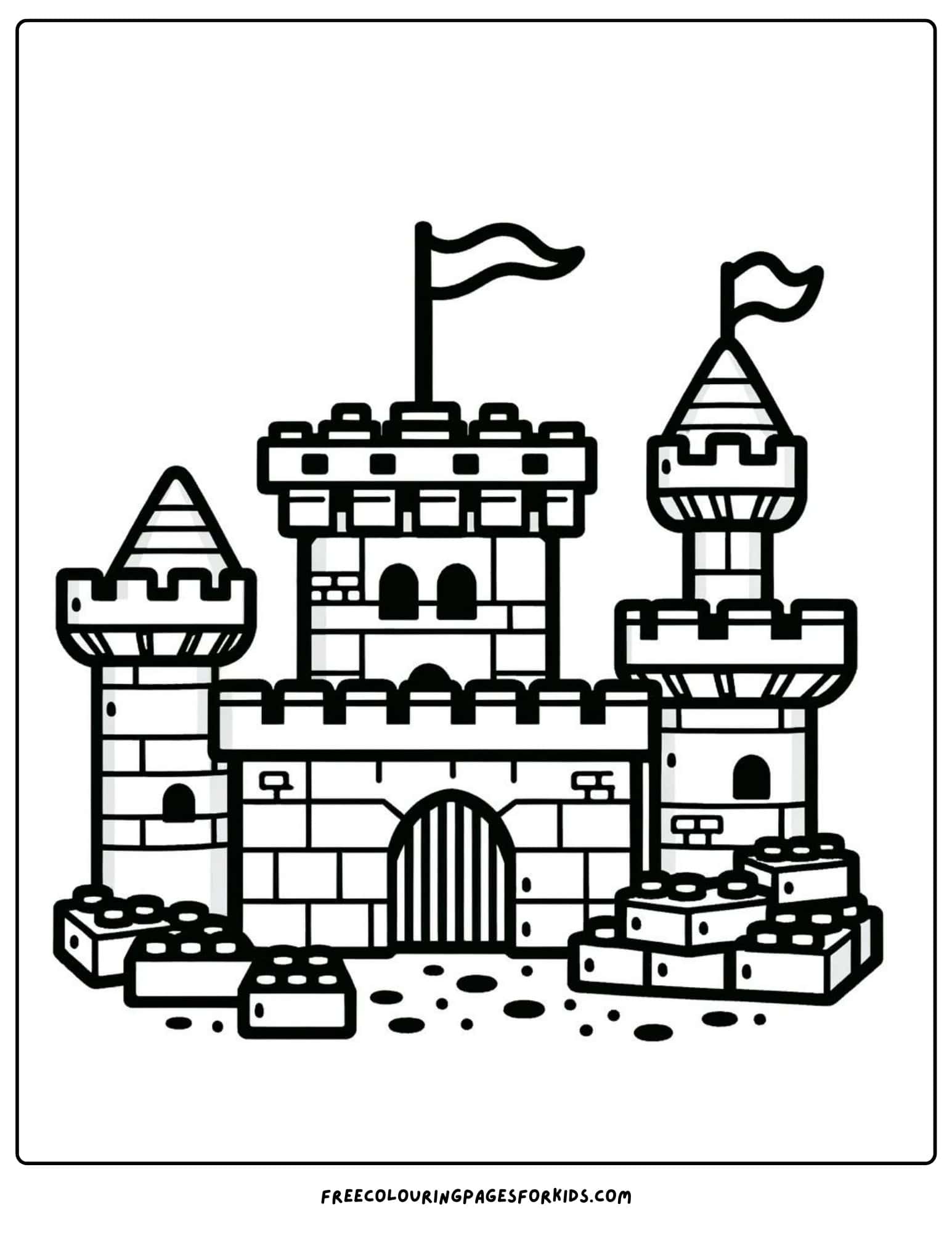 lego block castle coloring page